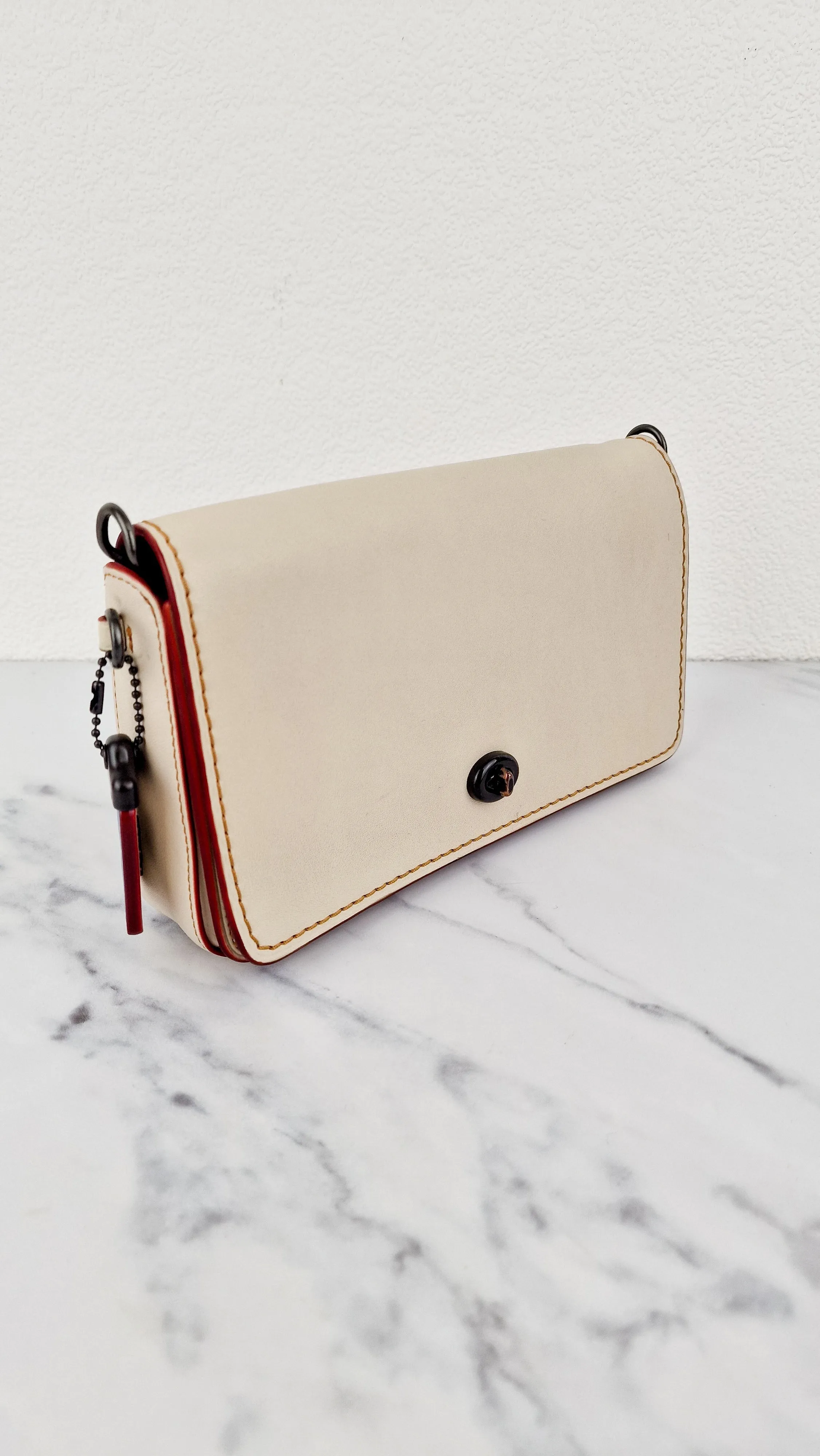 Coach 1941 Dinky in Chalk White Smooth Leather - Crossbody Chain Bag - Coach 55149