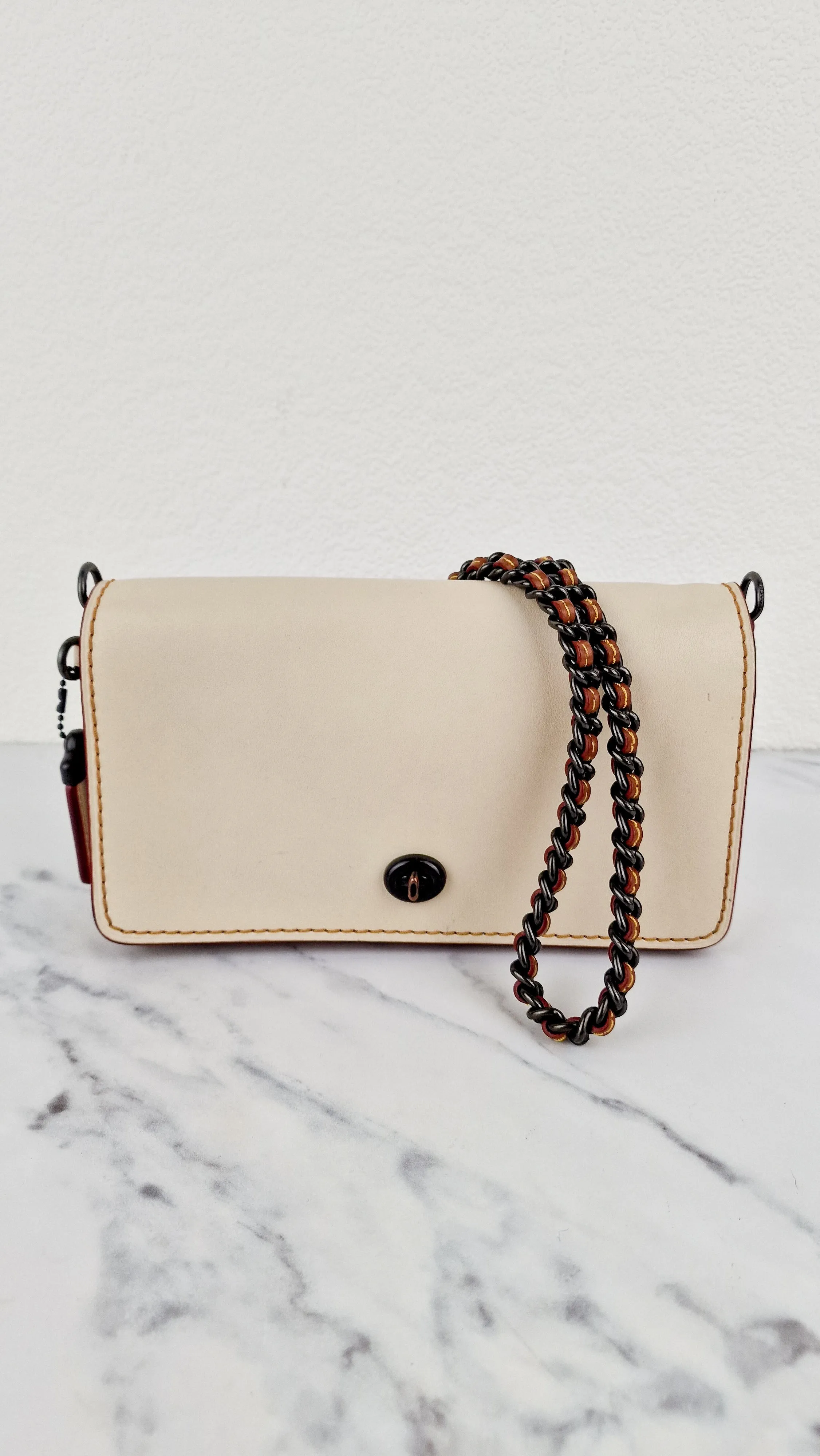 Coach 1941 Dinky in Chalk White Smooth Leather - Crossbody Chain Bag - Coach 55149