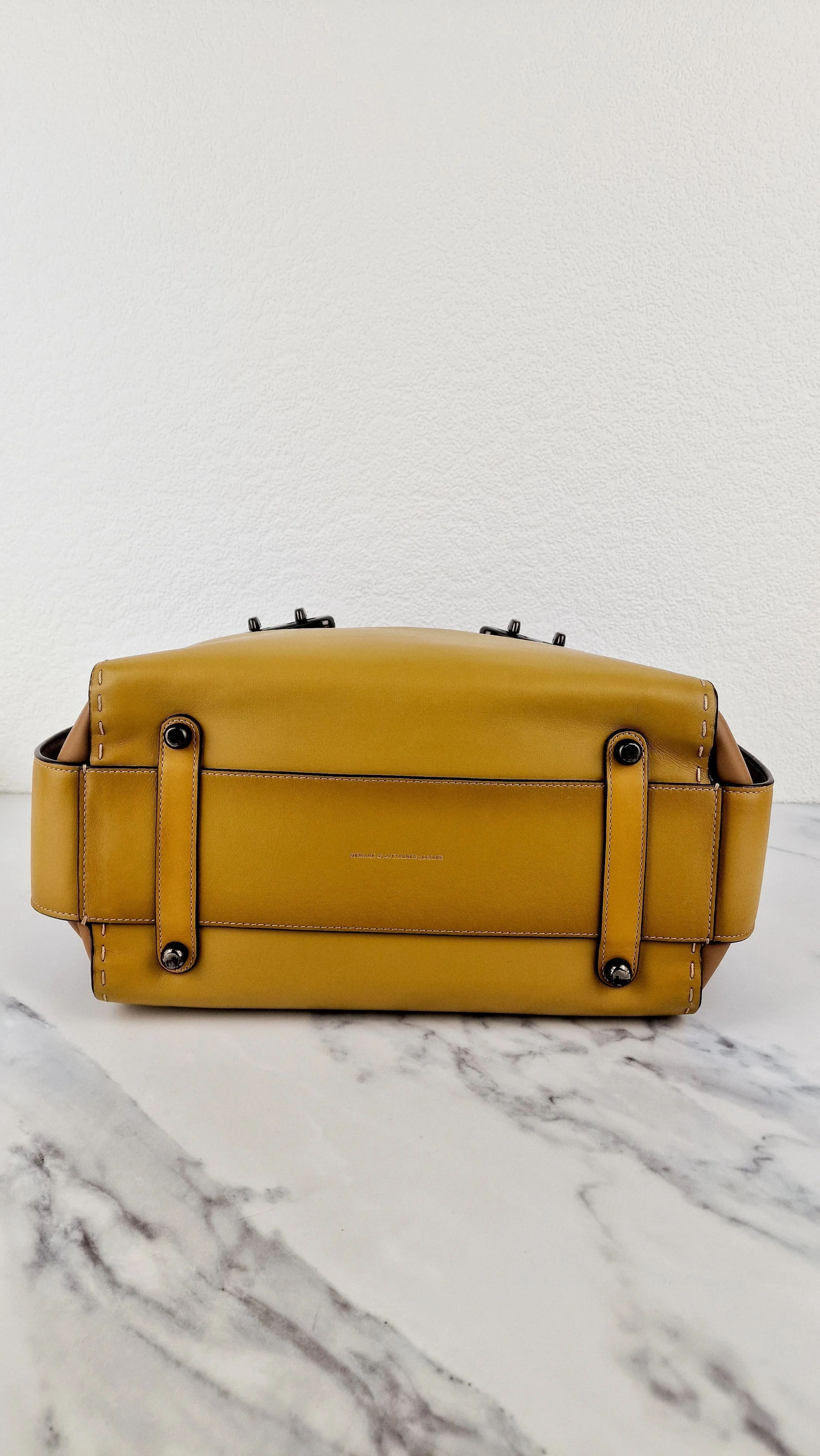 Coach 1941 Double Swagger Flax Yellow Handbag C Chain Strap Leather Bag - Coach 25831