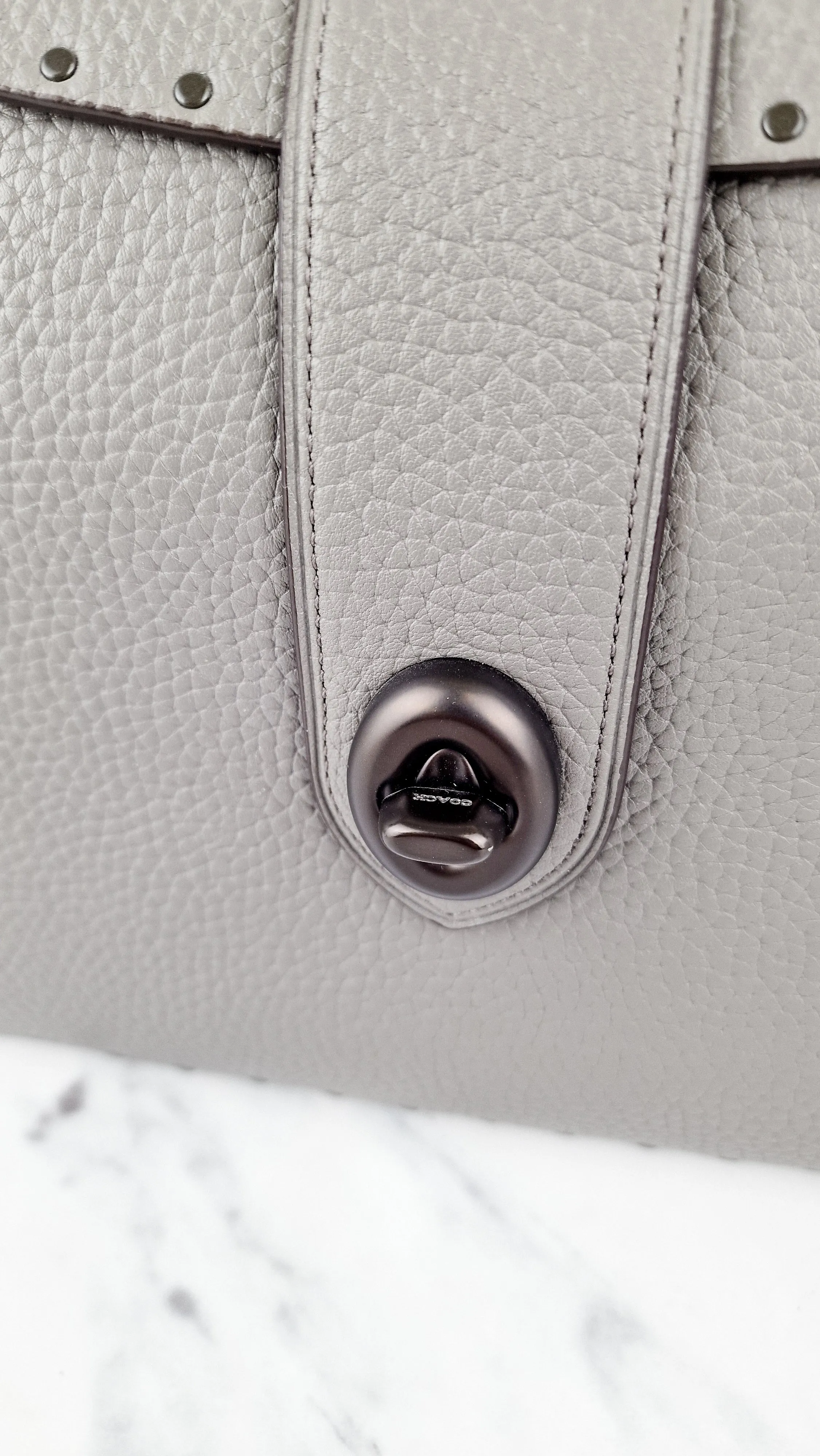 Coach 1941 Page 27 With Border Rivets in Heather Grey Pebble Leather - Coach 31929