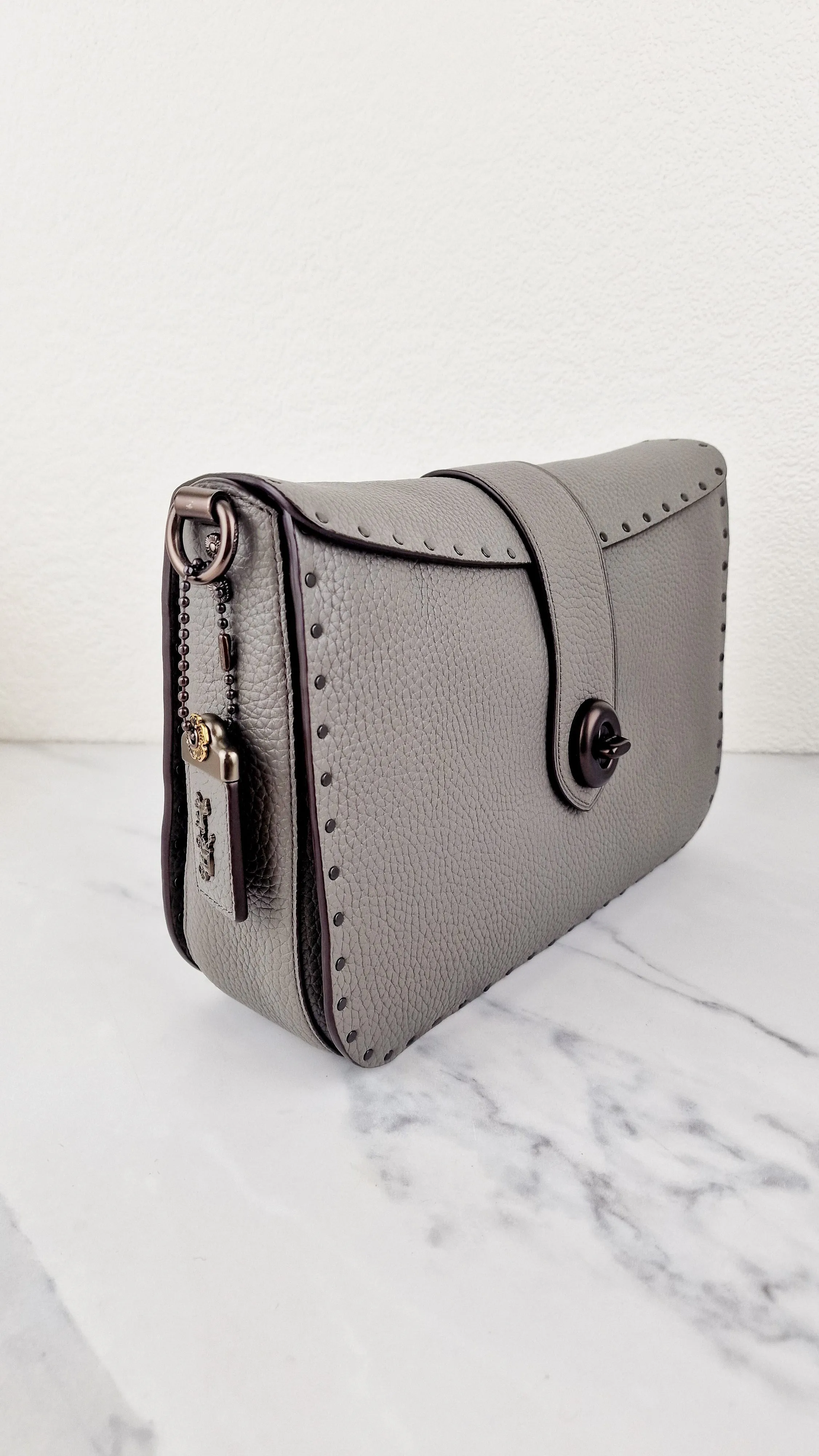Coach 1941 Page 27 With Border Rivets in Heather Grey Pebble Leather - Coach 31929