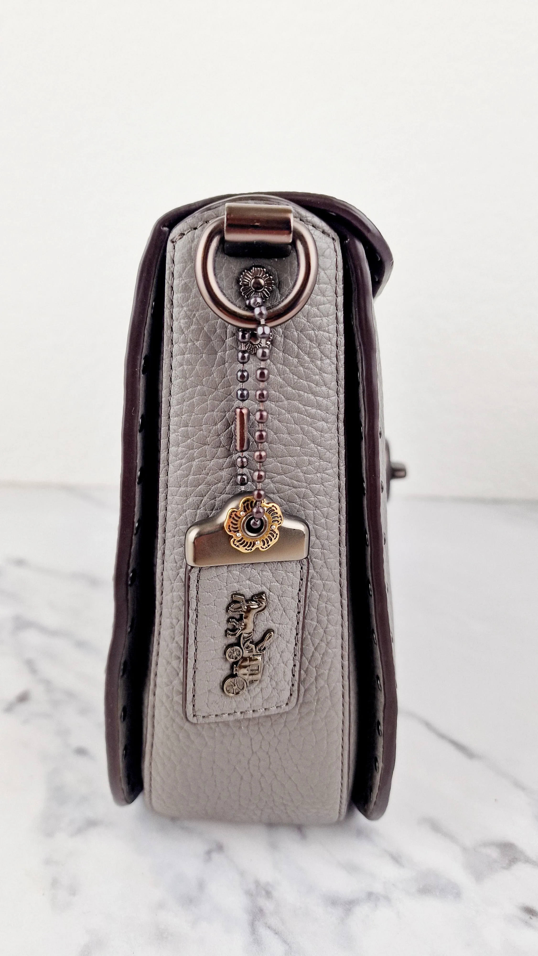 Coach 1941 Page 27 With Border Rivets in Heather Grey Pebble Leather - Coach 31929