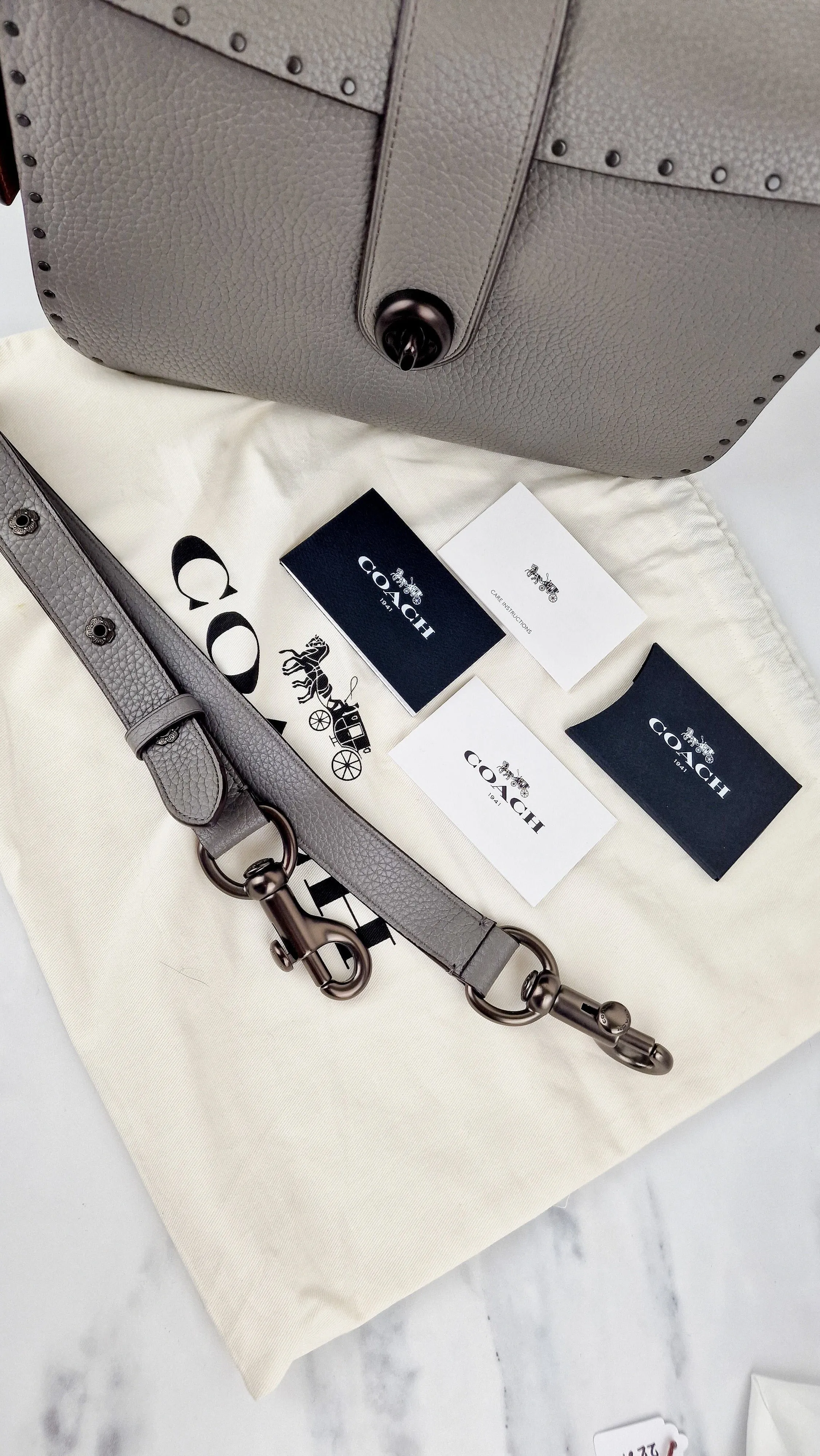 Coach 1941 Page 27 With Border Rivets in Heather Grey Pebble Leather - Coach 31929