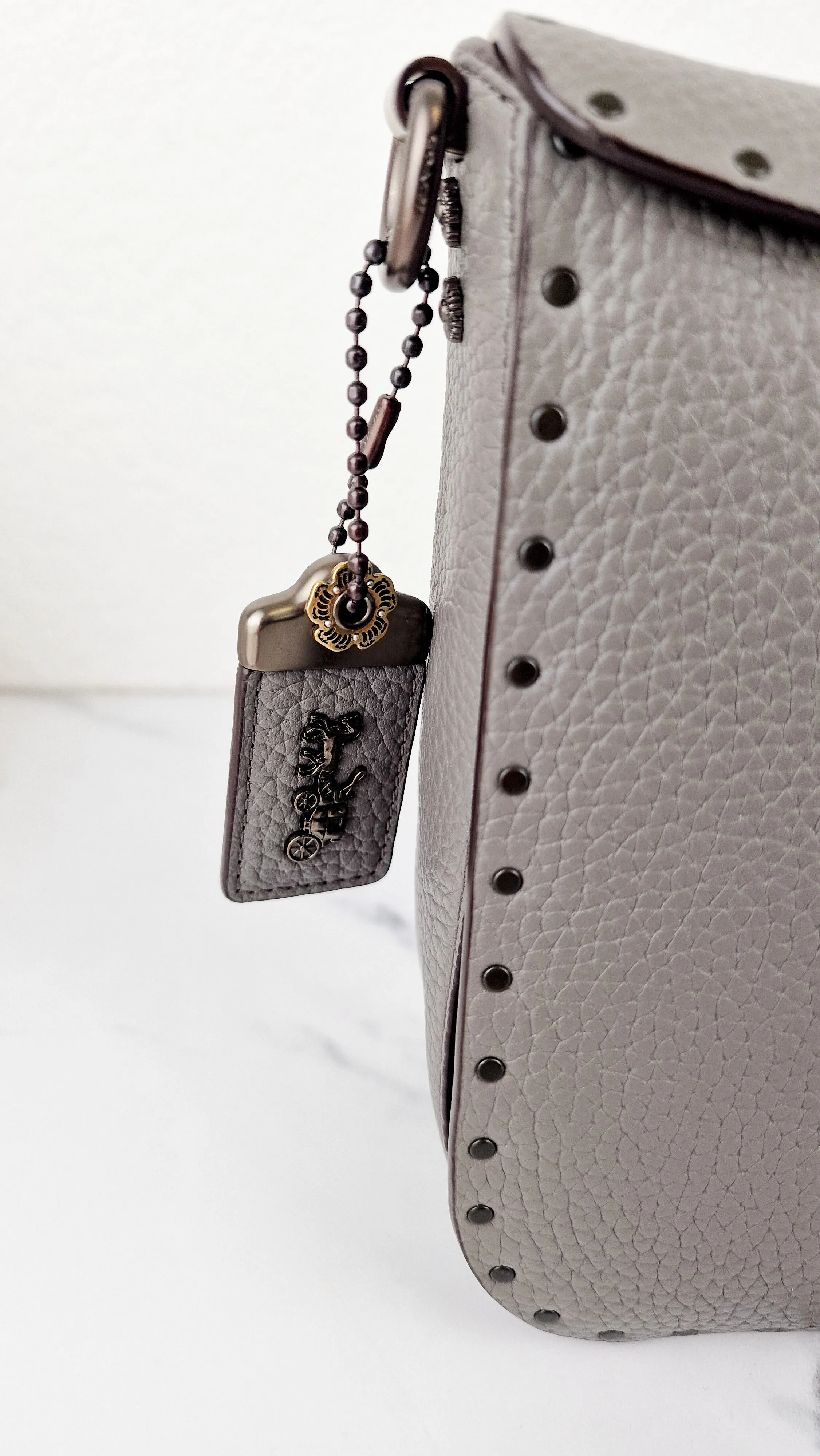 Coach 1941 Page 27 With Border Rivets in Heather Grey Pebble Leather - Coach 31929