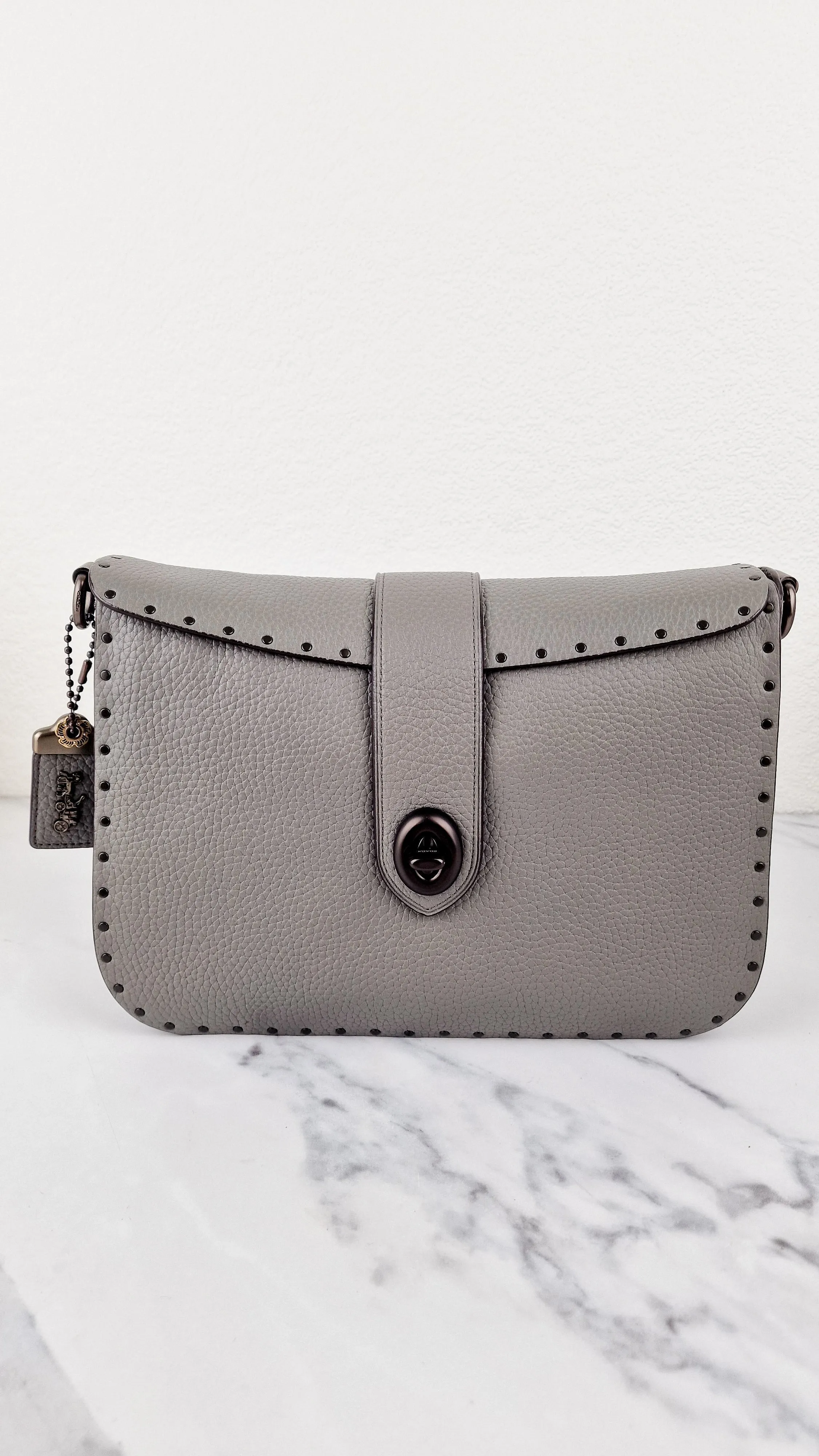 Coach 1941 Page 27 With Border Rivets in Heather Grey Pebble Leather - Coach 31929