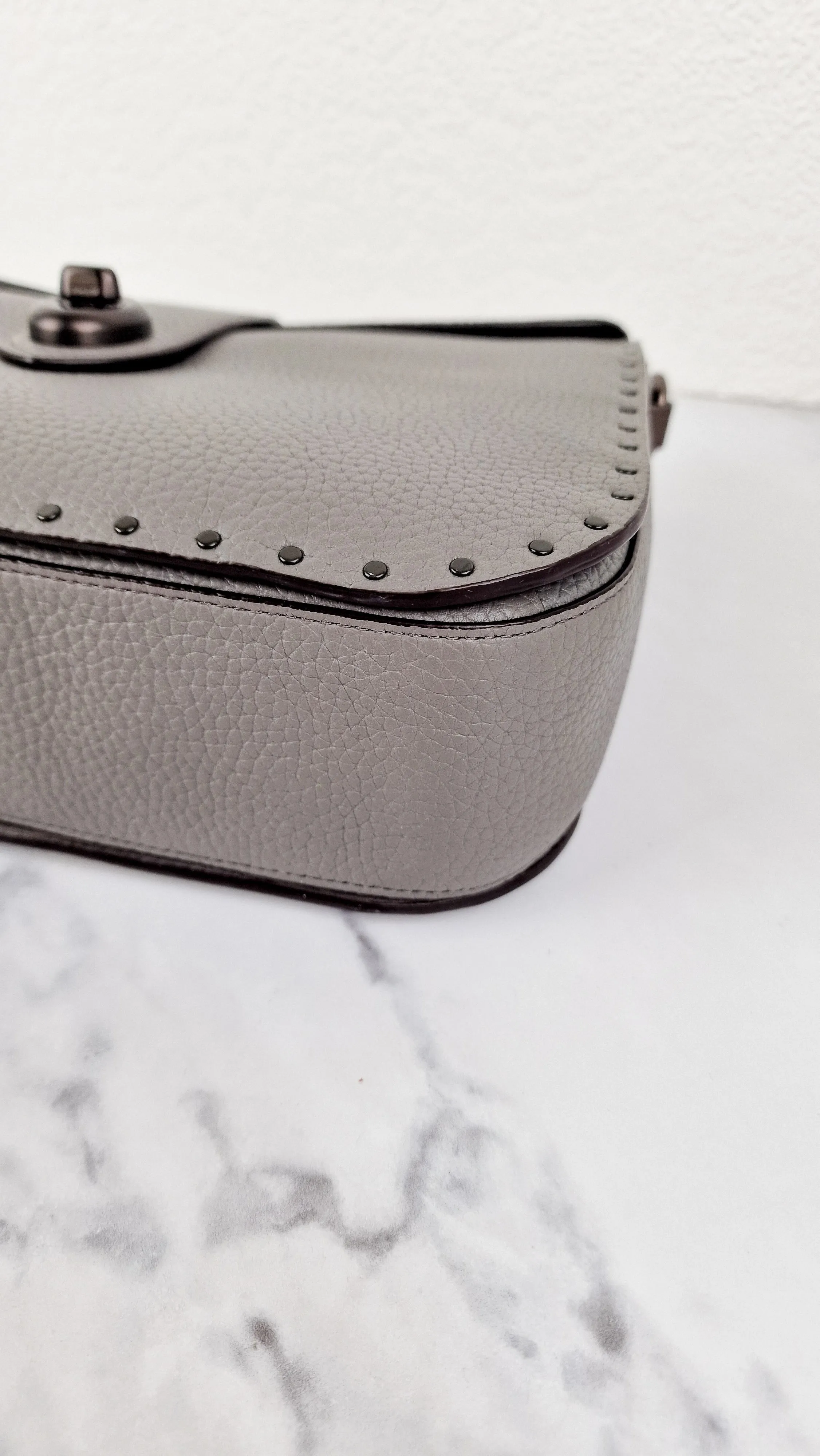 Coach 1941 Page 27 With Border Rivets in Heather Grey Pebble Leather - Coach 31929