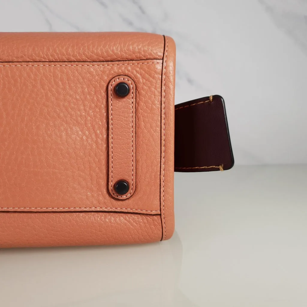 Coach 1941 Rogue 25 in Melon with Snakeskin Handles - Shoulder Bag Handbag in Pebble Leather Pink Salmon Peach