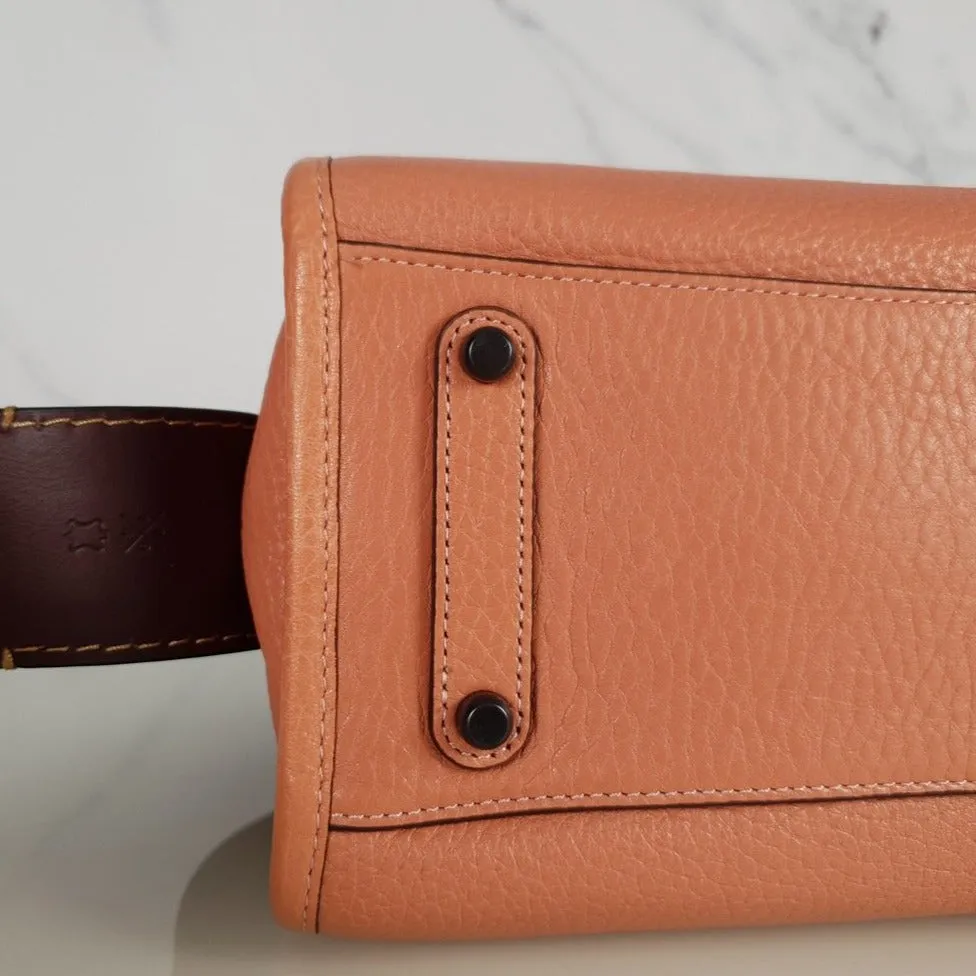 Coach 1941 Rogue 25 in Melon with Snakeskin Handles - Shoulder Bag Handbag in Pebble Leather Pink Salmon Peach