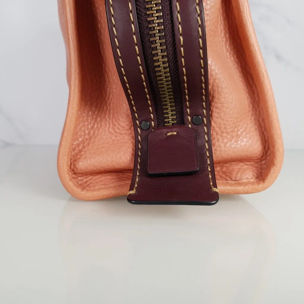 Coach 1941 Rogue 25 in Melon with Snakeskin Handles - Shoulder Bag Handbag in Pebble Leather Pink Salmon Peach