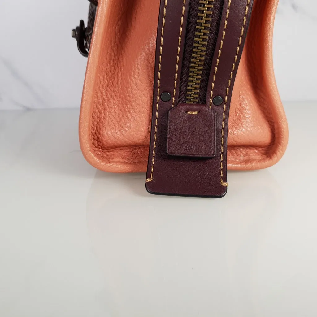 Coach 1941 Rogue 25 in Melon with Snakeskin Handles - Shoulder Bag Handbag in Pebble Leather Pink Salmon Peach