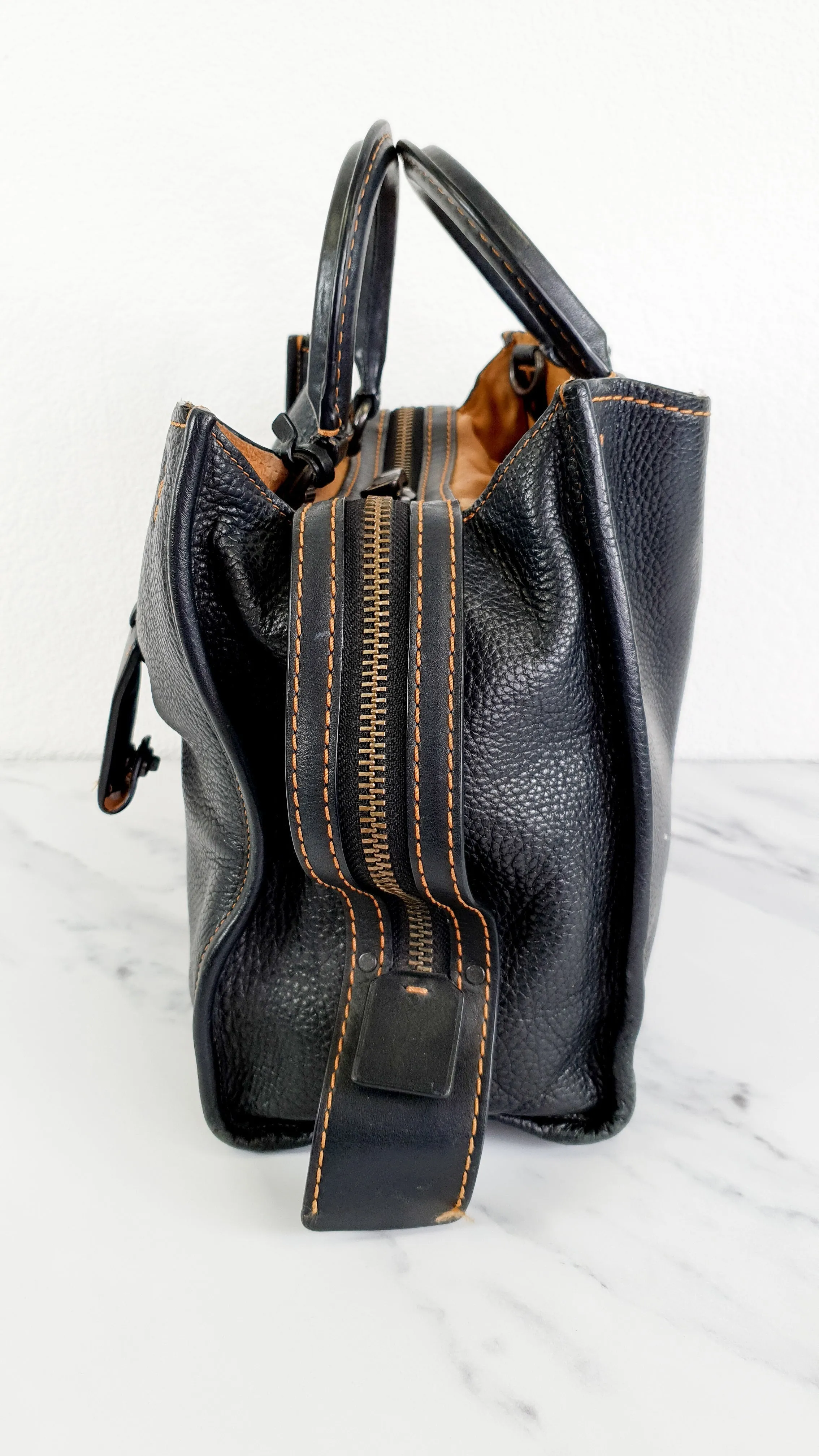 Coach 1941 Rogue 31 Bag in Black Pebble Leather with Honey Suede Shoulder Handbag - Coach 38124
