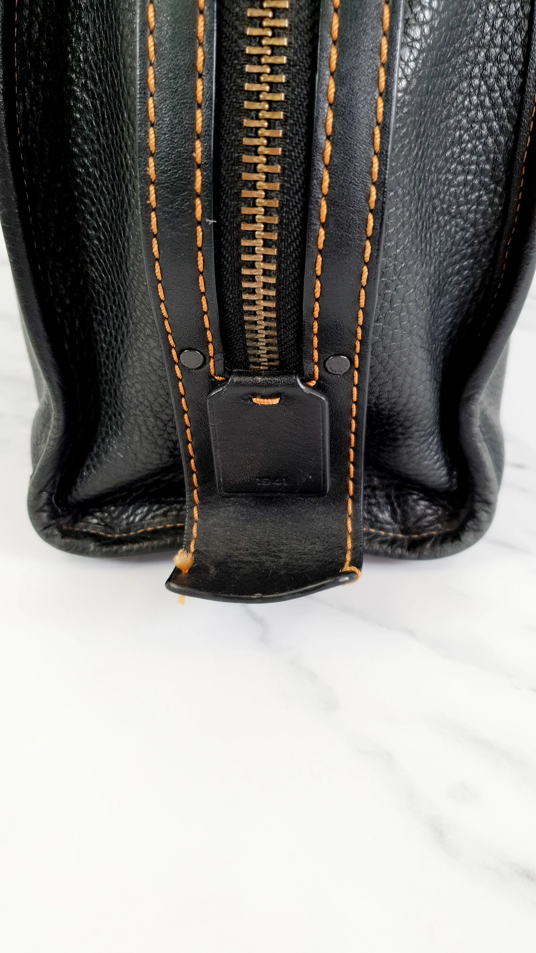 Coach 1941 Rogue 31 Bag in Black Pebble Leather with Honey Suede Shoulder Handbag - Coach 38124