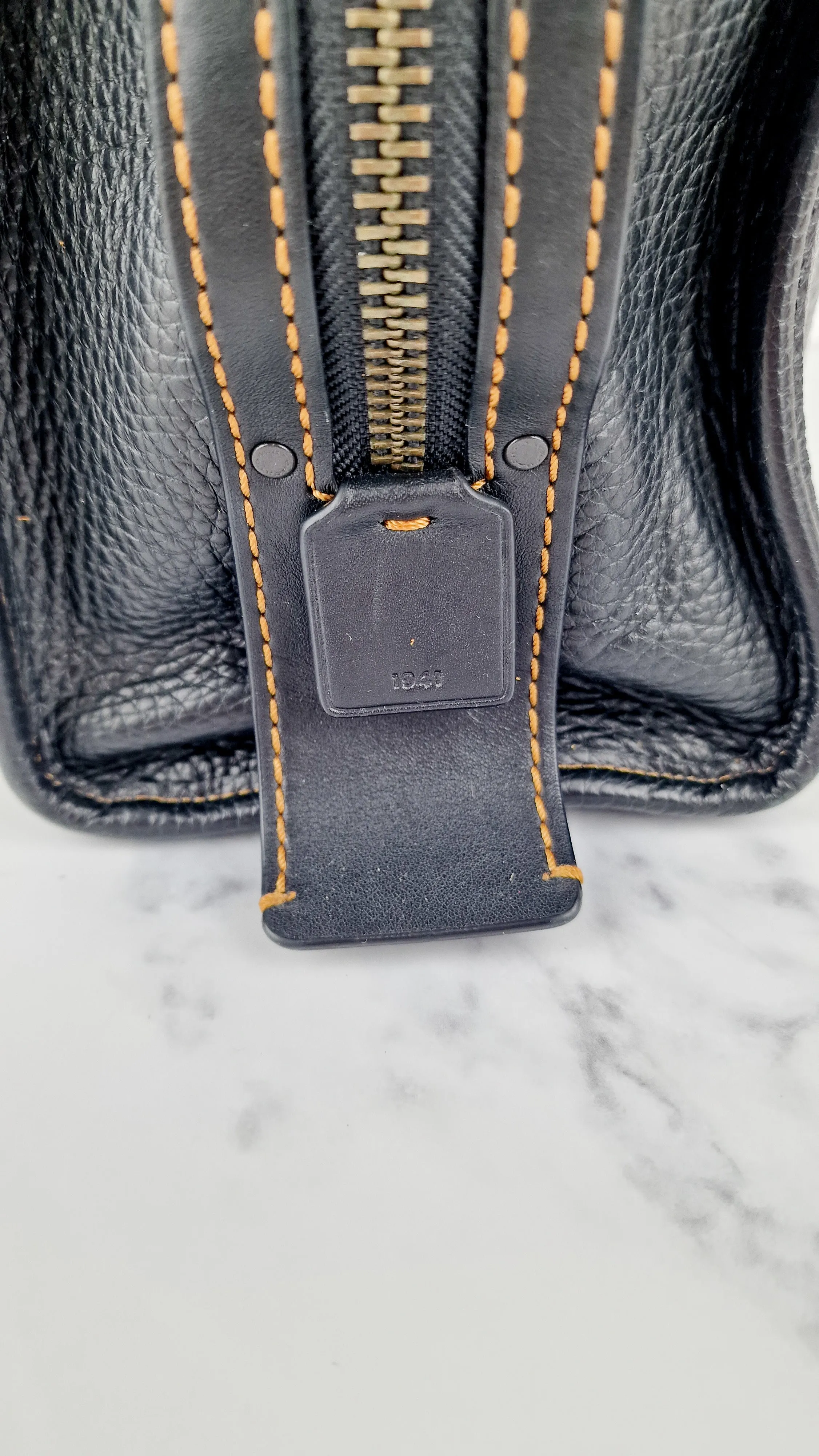 Coach 1941 Rogue 31 Black Pebble Leather Bag with Honey Suede - Classic Handbag - Coach 38124