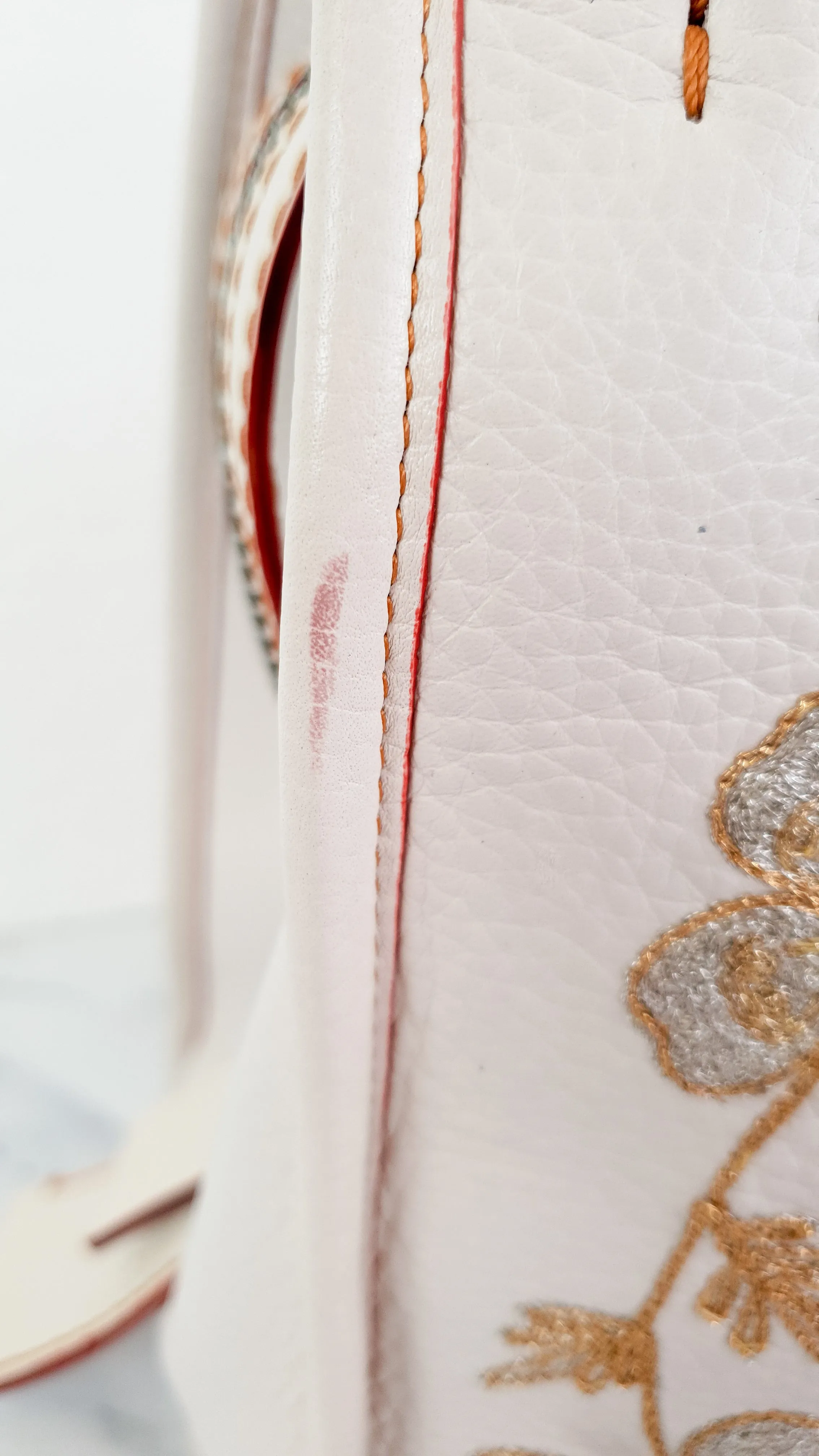 Coach 1941 Rogue 31 in Chalk with Western Embroidery Flowers & Varsity Stripe - Satchel Handbag Coach 57230