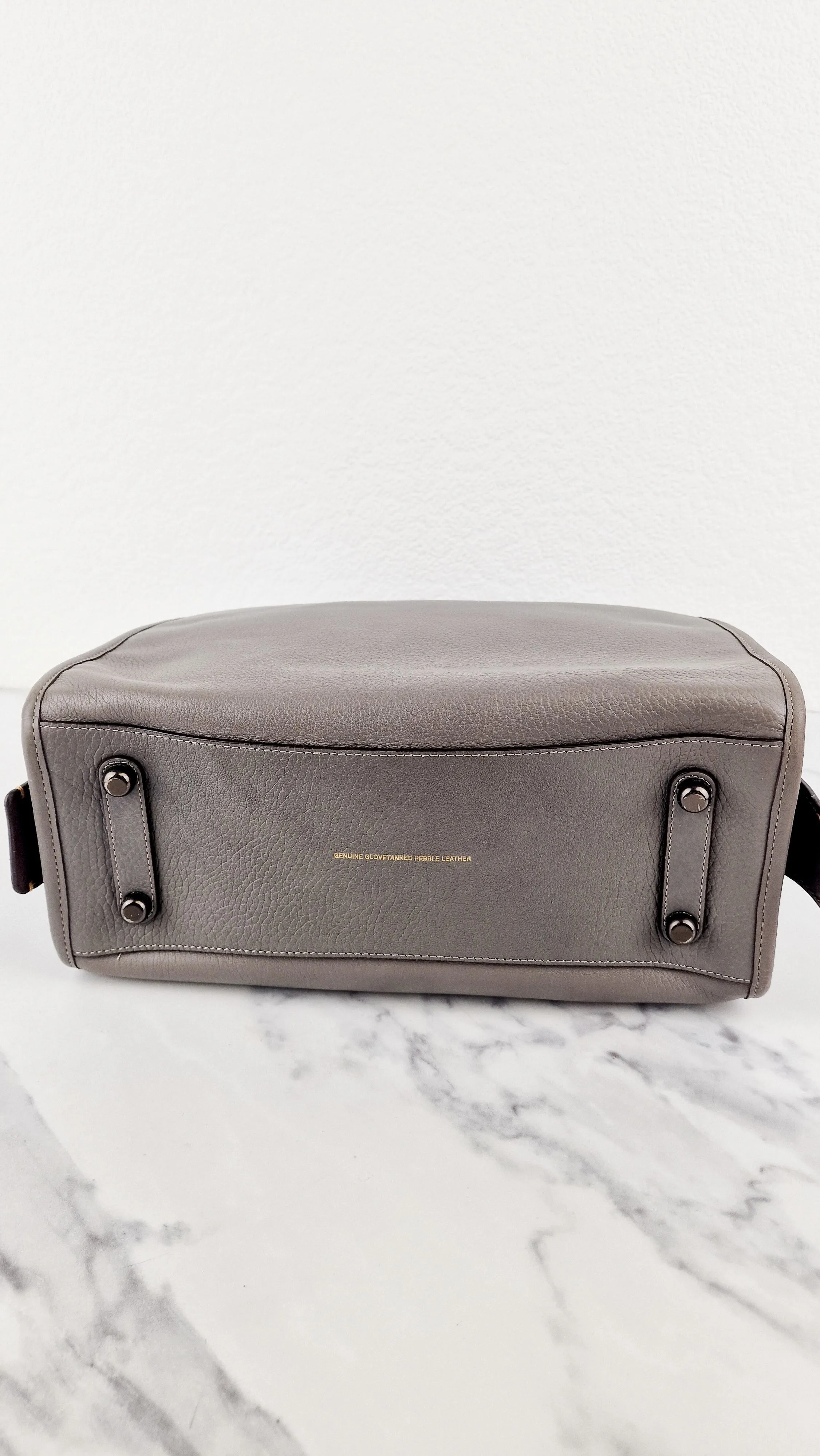 Coach 1941 Rogue 31 in Heather Grey Pebbled Leather with Oxblood Suede Sides Colorblock Satchel Handbag - Coach 23755