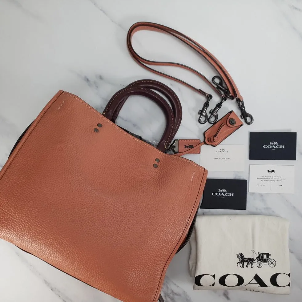 Coach 1941 Rogue 31 in Melon with Burgundy Colorblock Detail and Suede