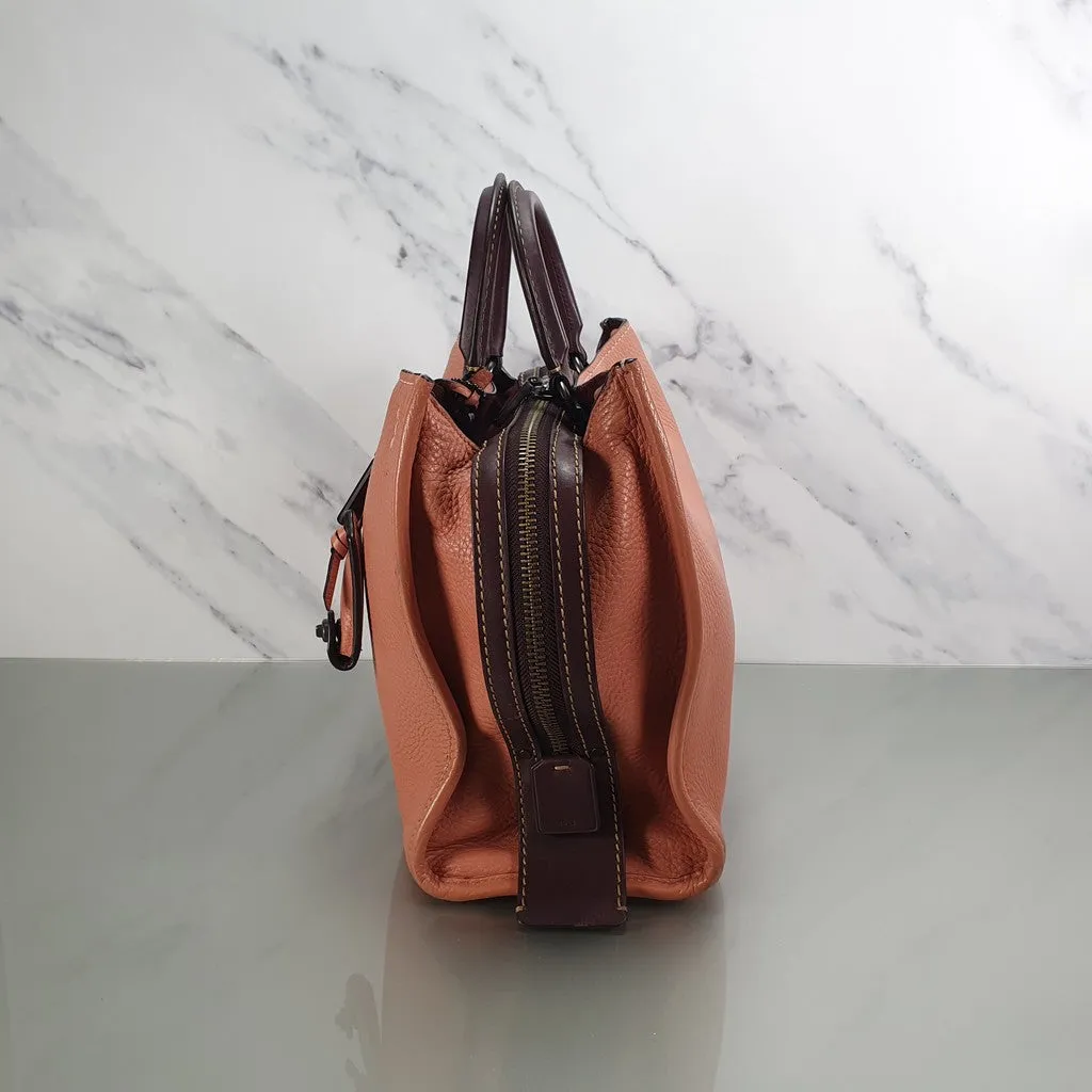 Coach 1941 Rogue 31 in Melon with Burgundy Colorblock Detail and Suede