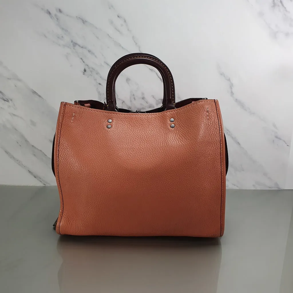 Coach 1941 Rogue 31 in Melon with Burgundy Colorblock Detail and Suede