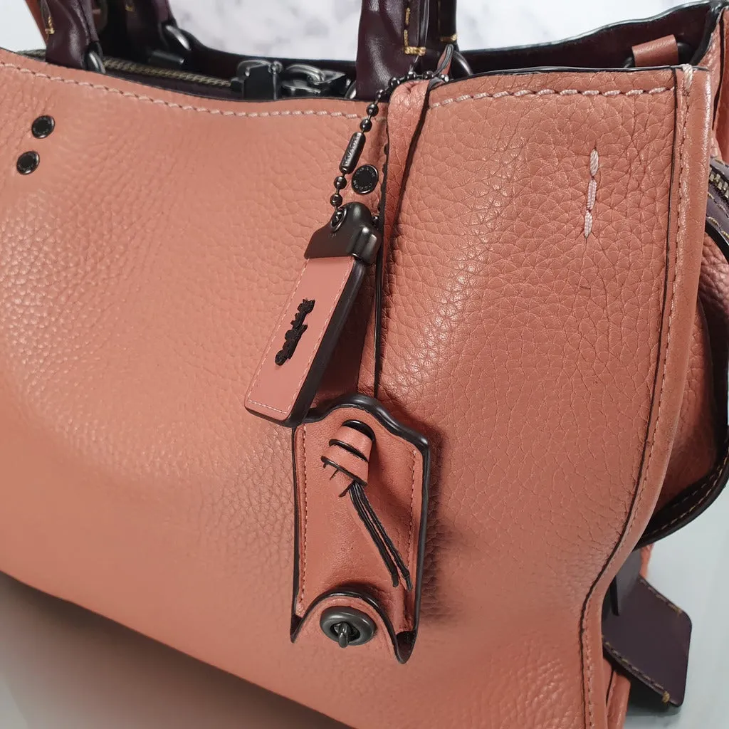 Coach 1941 Rogue 31 in Melon with Burgundy Colorblock Detail and Suede