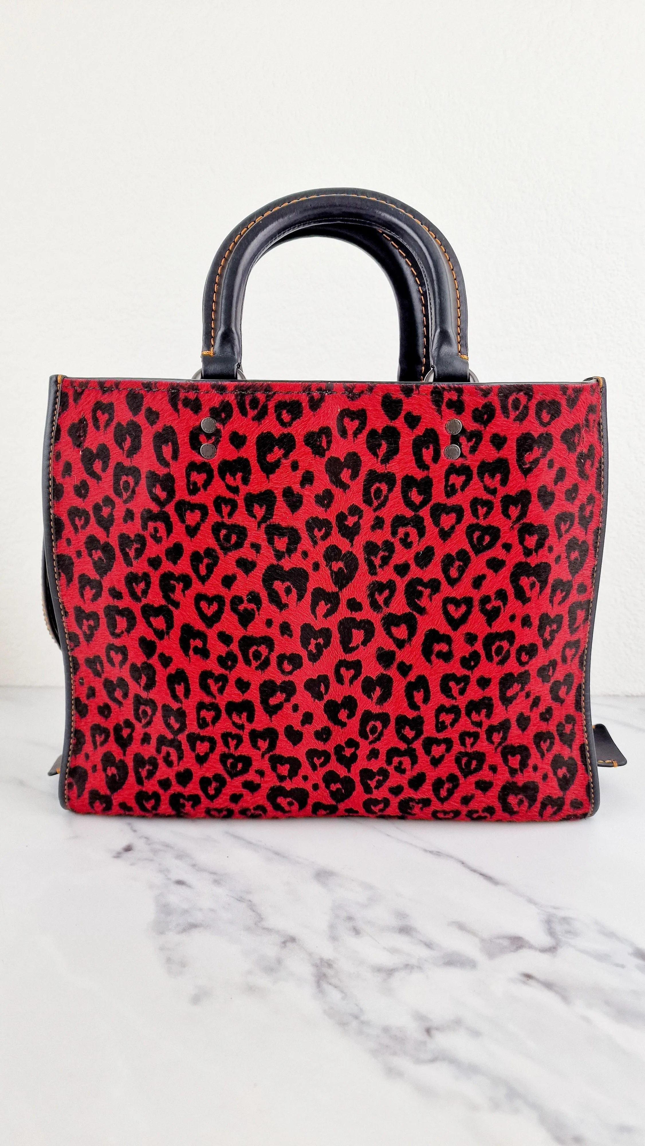 Coach 1941 Rogue 31 Wild at Heart Red Leopard Calfhair Haircalf & Black Leather - Satchel Handbag Coach 54554