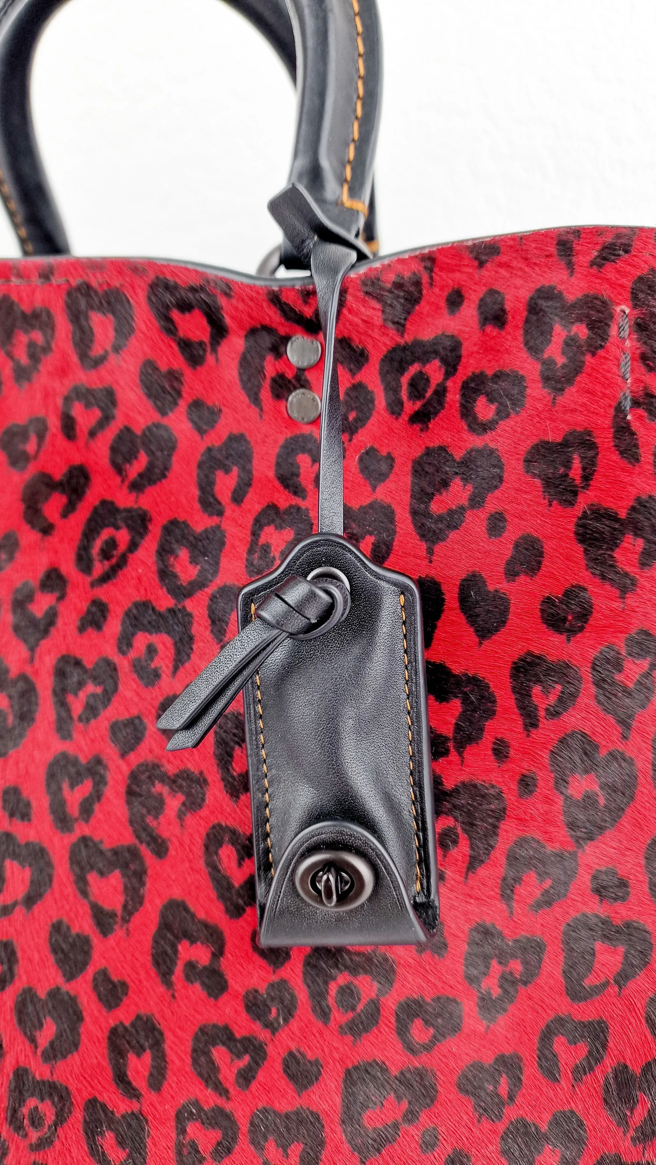 Coach 1941 Rogue 31 Wild at Heart Red Leopard Calfhair Haircalf & Black Leather - Satchel Handbag Coach 54554