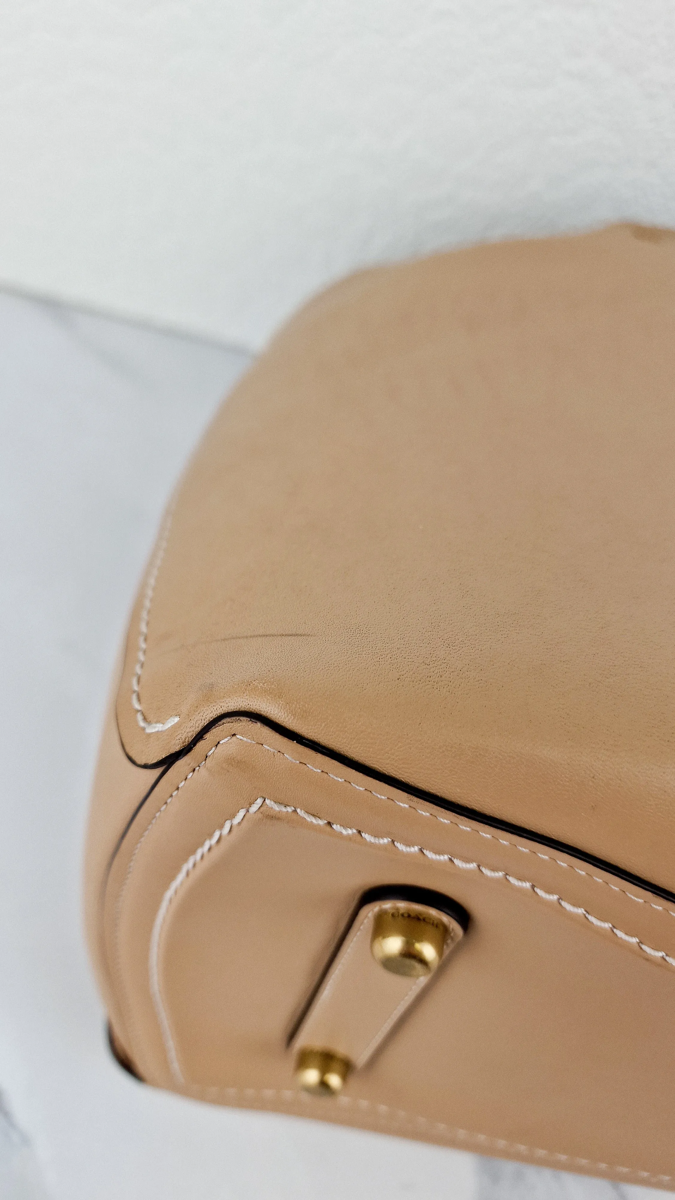 Coach 1941 Rogue Tote Bag With Floral Bow Lining in Beechwood Smooth Leather Handbag Shoulder Bag - Coach 28430