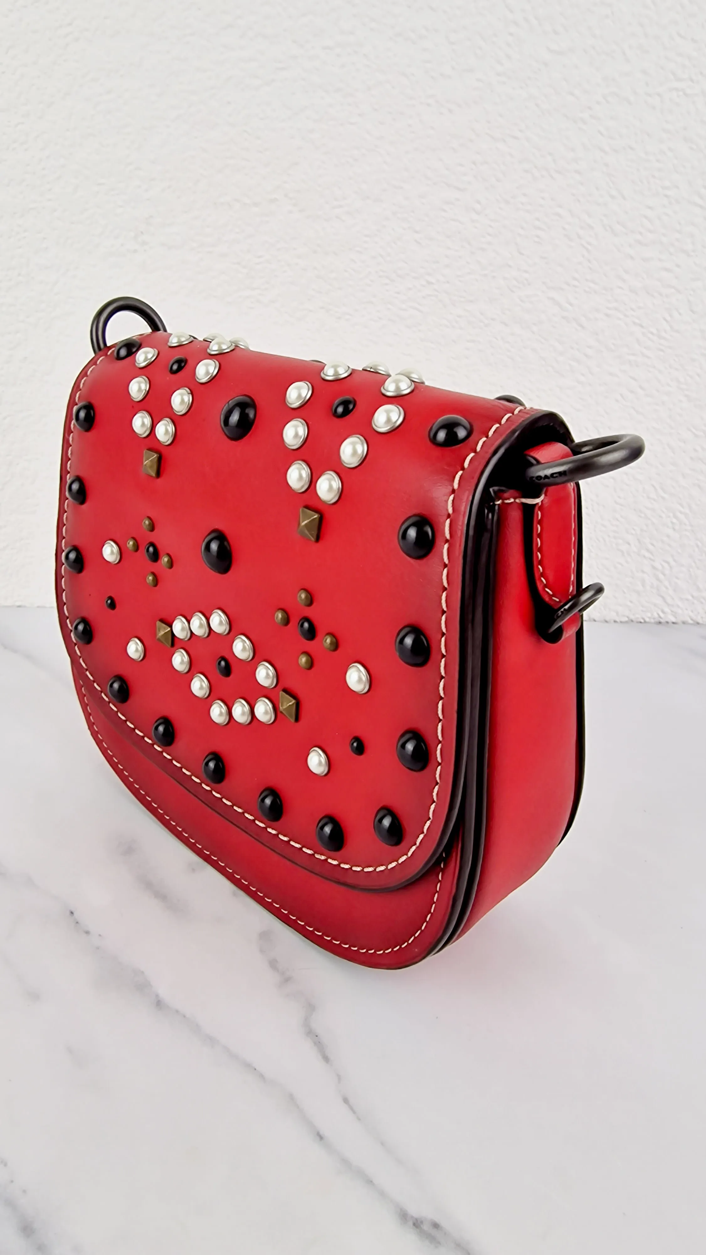 Coach 1941 Saddle 17 With Western Rivets in Red Leather Crossbody Bag - Coach 56564