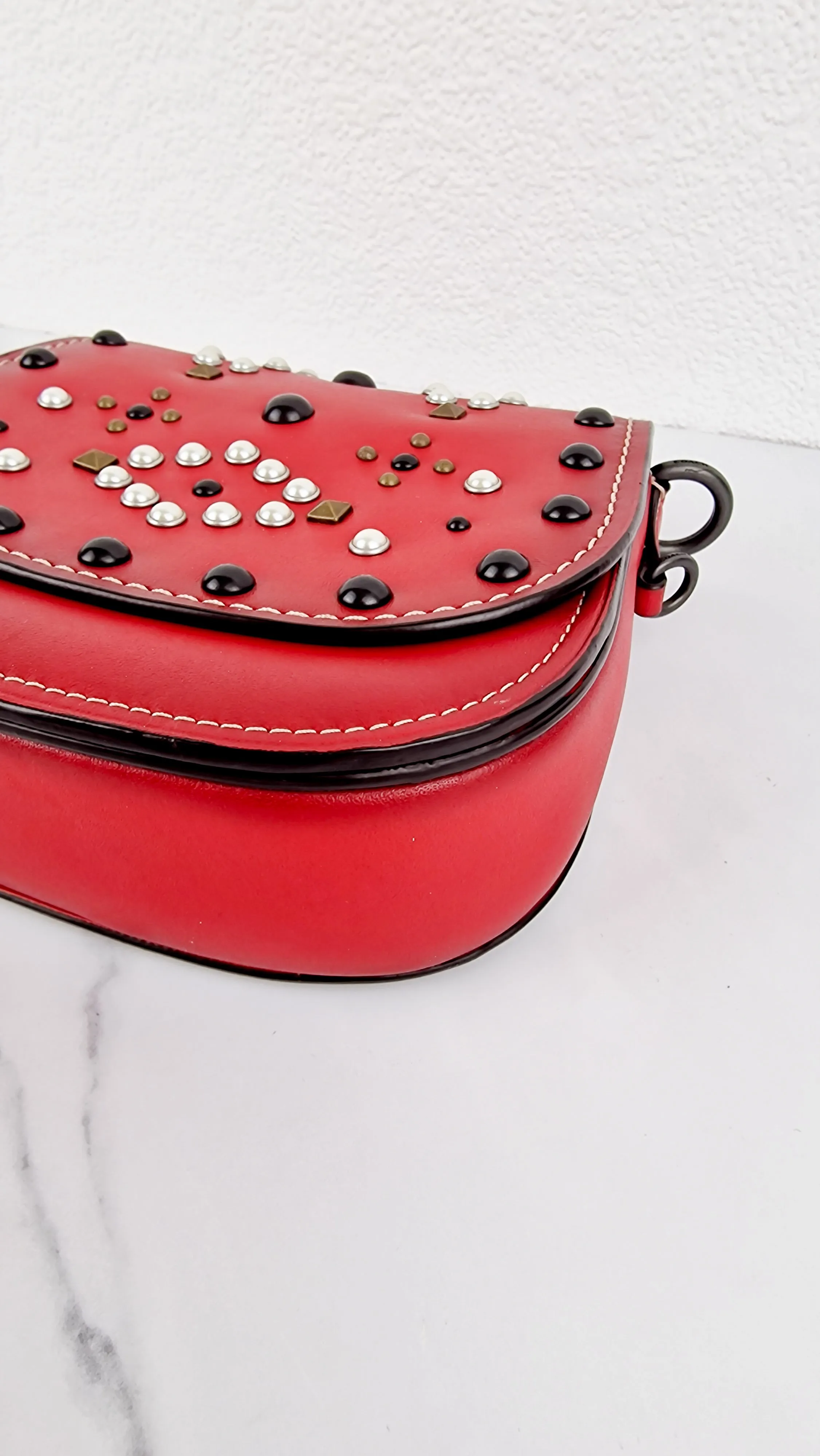 Coach 1941 Saddle 17 With Western Rivets in Red Leather Crossbody Bag - Coach 56564