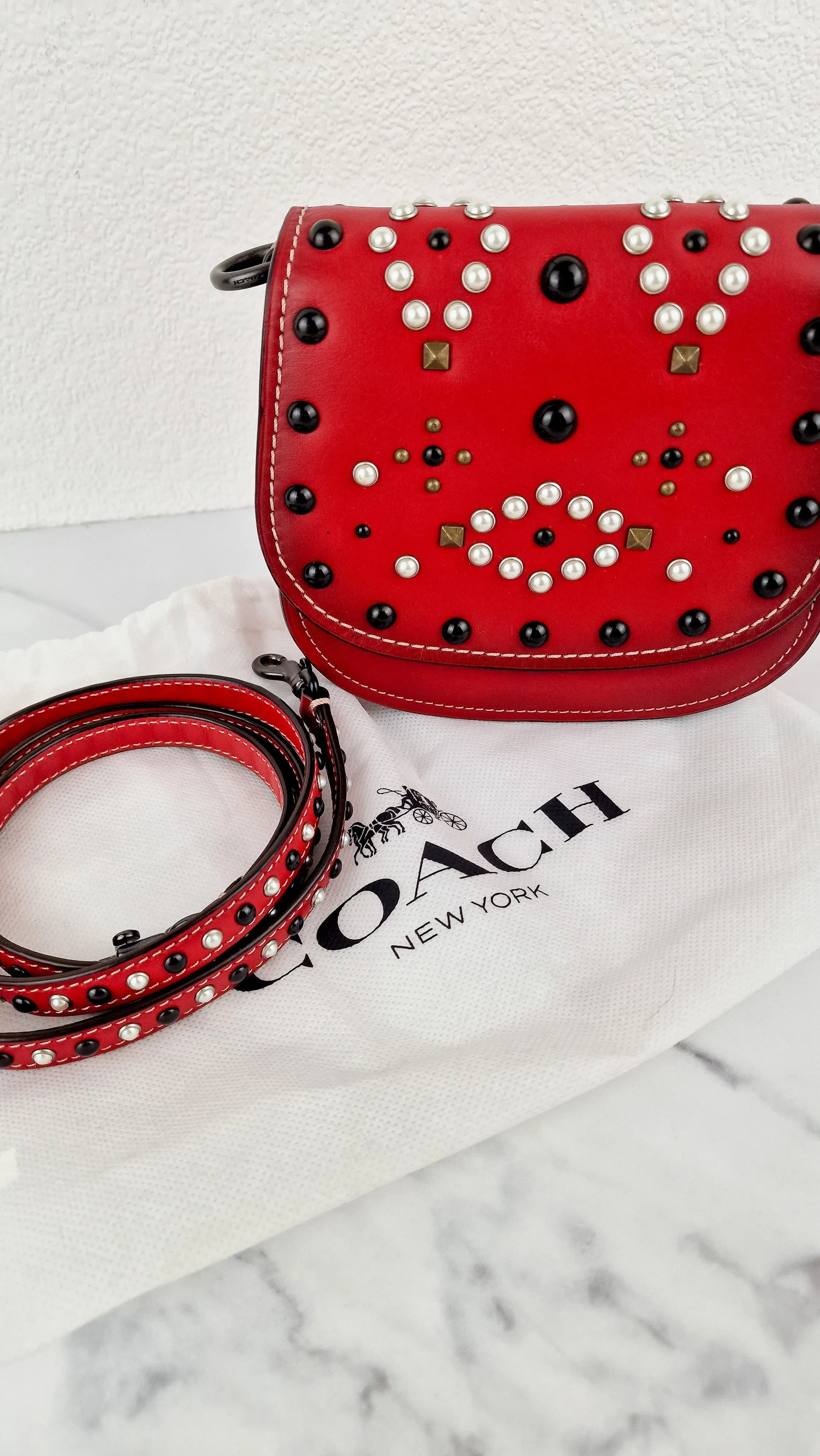 Coach 1941 Saddle 17 With Western Rivets in Red Leather Crossbody Bag - Coach 56564