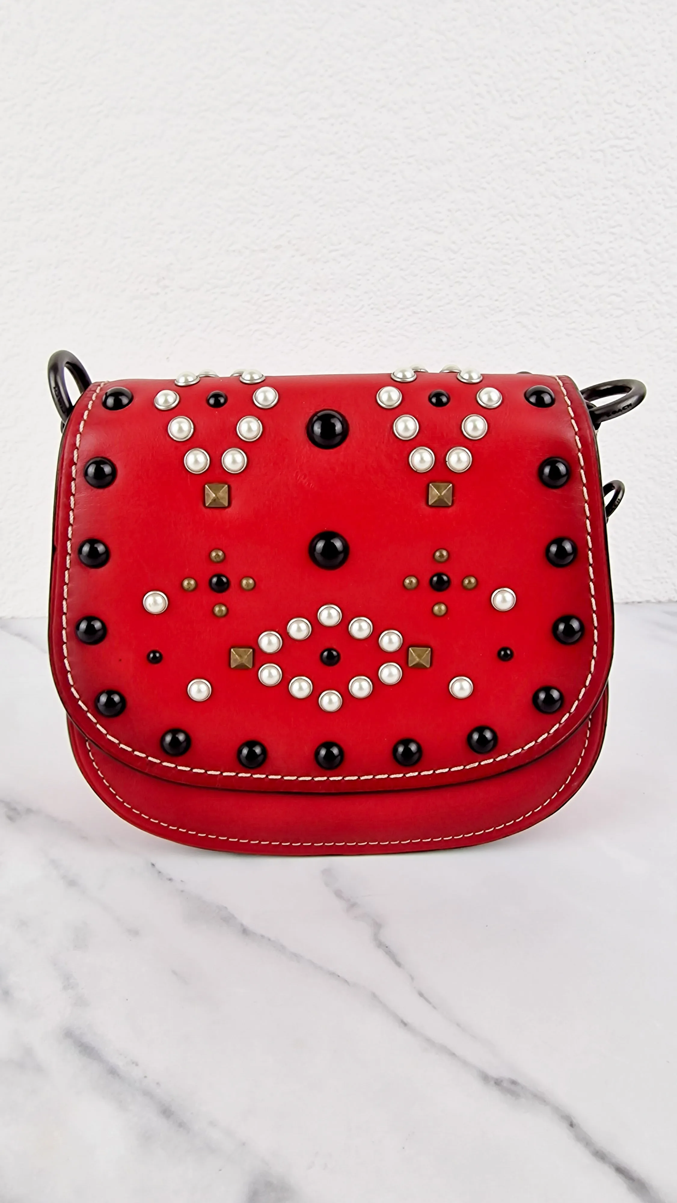 Coach 1941 Saddle 17 With Western Rivets in Red Leather Crossbody Bag - Coach 56564