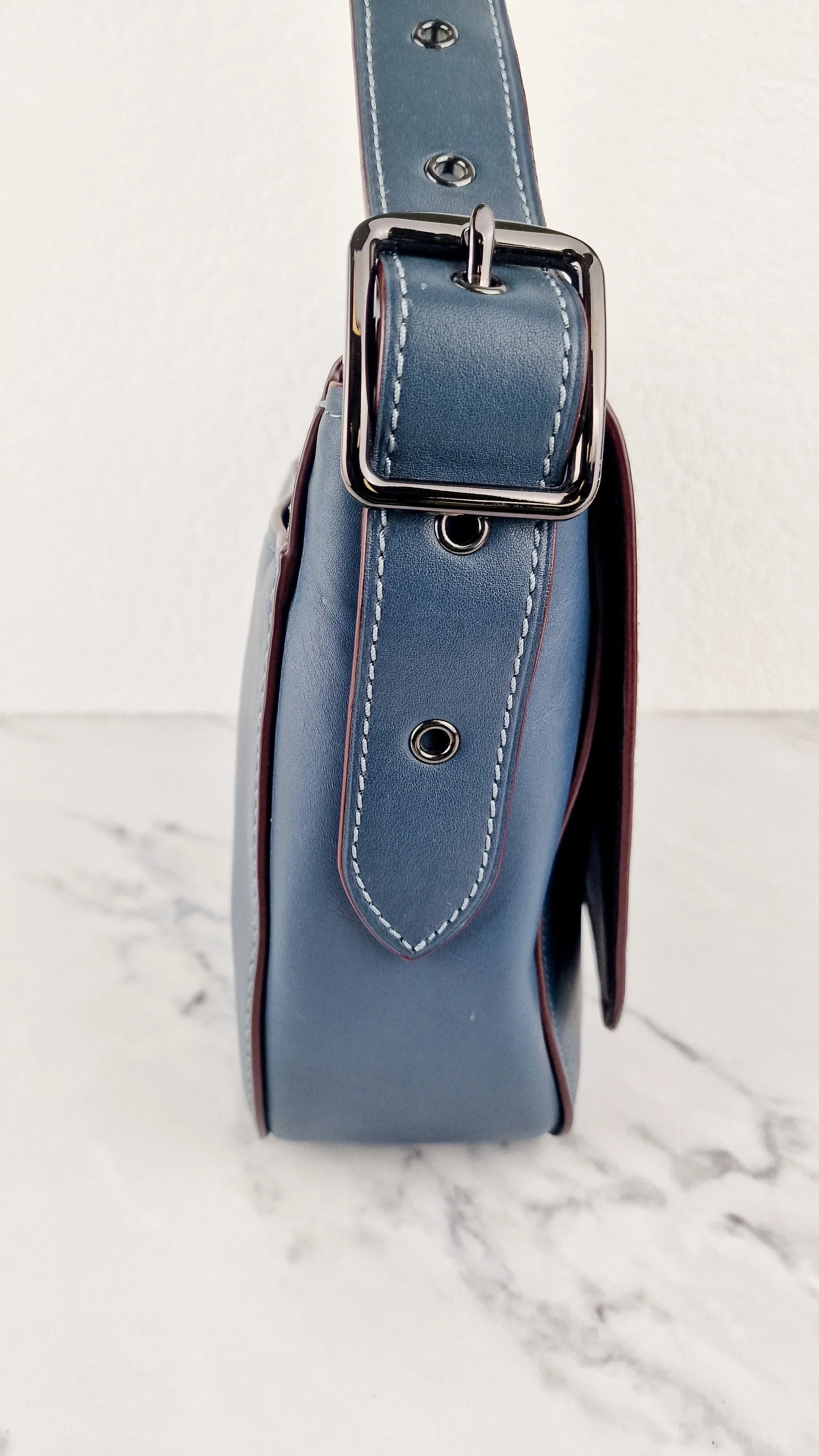 Coach 1941 Saddle 33 Large Dark Denim Blue Bag - Smooth Leather Crossbody Bag - Coach 11108