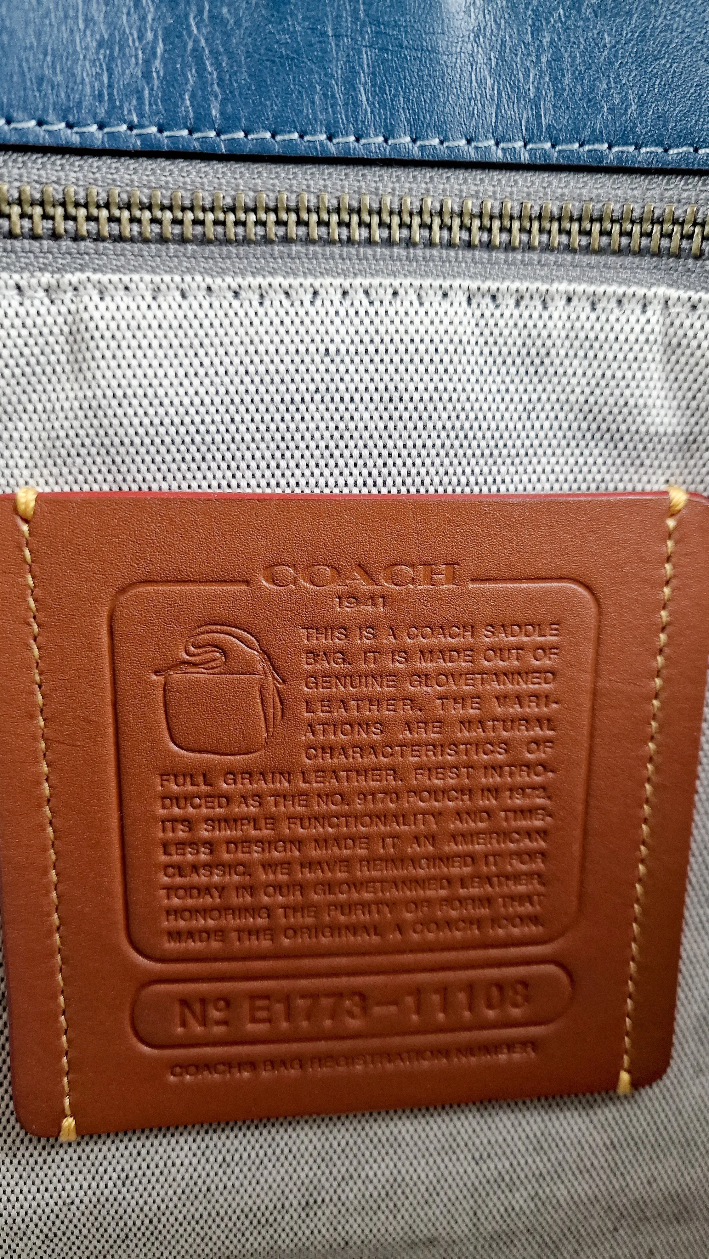 Coach 1941 Saddle 33 Large Dark Denim Blue Bag - Smooth Leather Crossbody Bag - Coach 11108