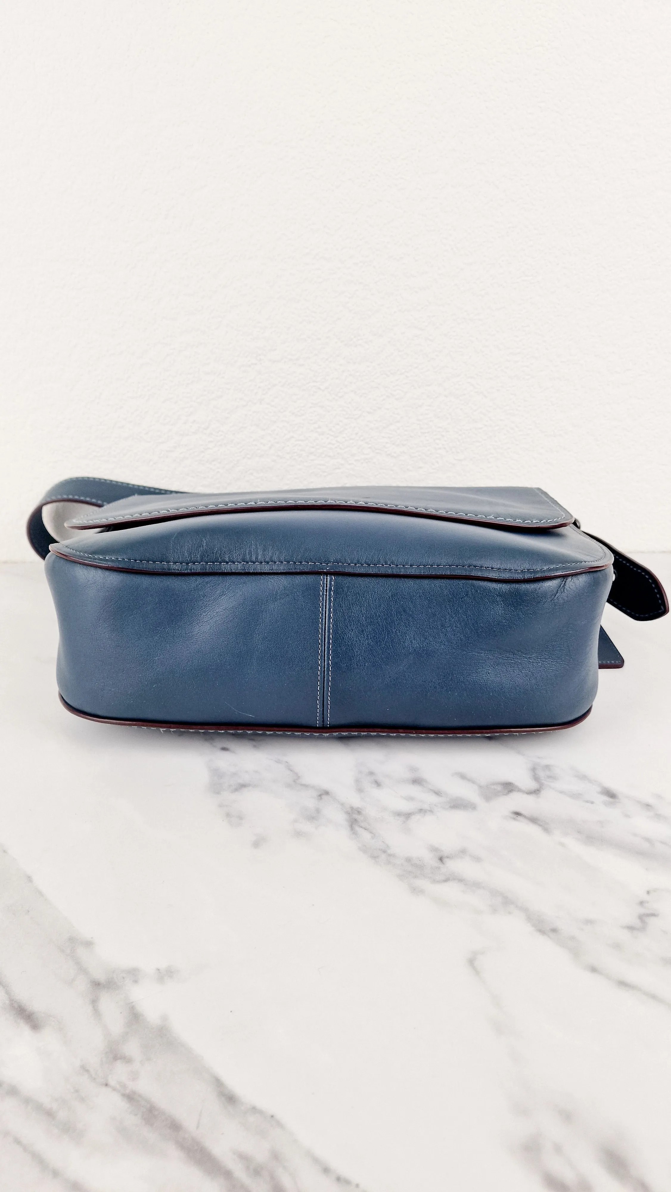 Coach 1941 Saddle 33 Large Dark Denim Blue Bag - Smooth Leather Crossbody Bag - Coach 11108