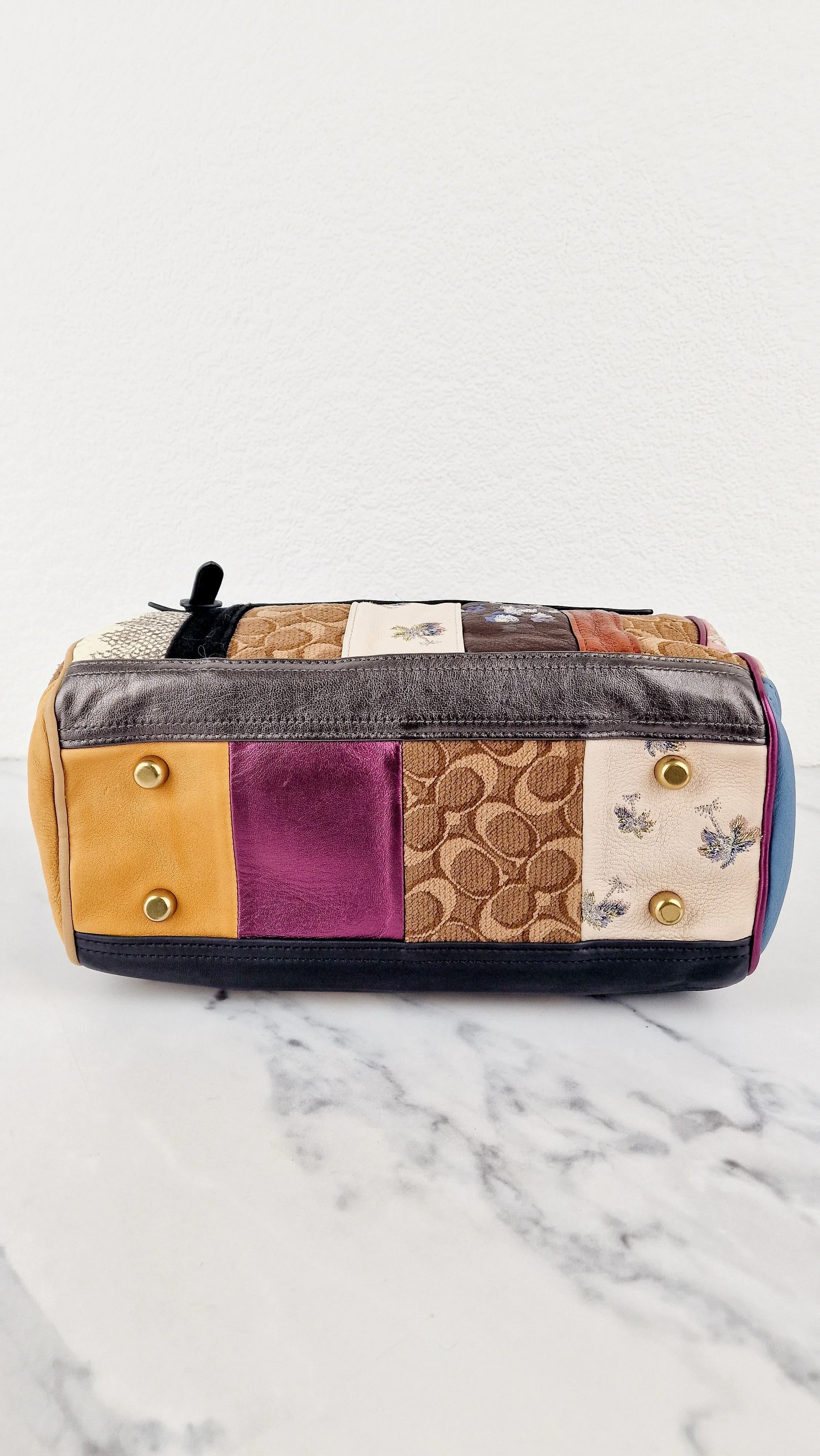 Coach 1941 Shuffle Multi Stripe Jacquard Sample Bag in Limited Edition - Patchwork Panelled Colorblock Leather Pink & Brown Duffle Bag Coach Signature