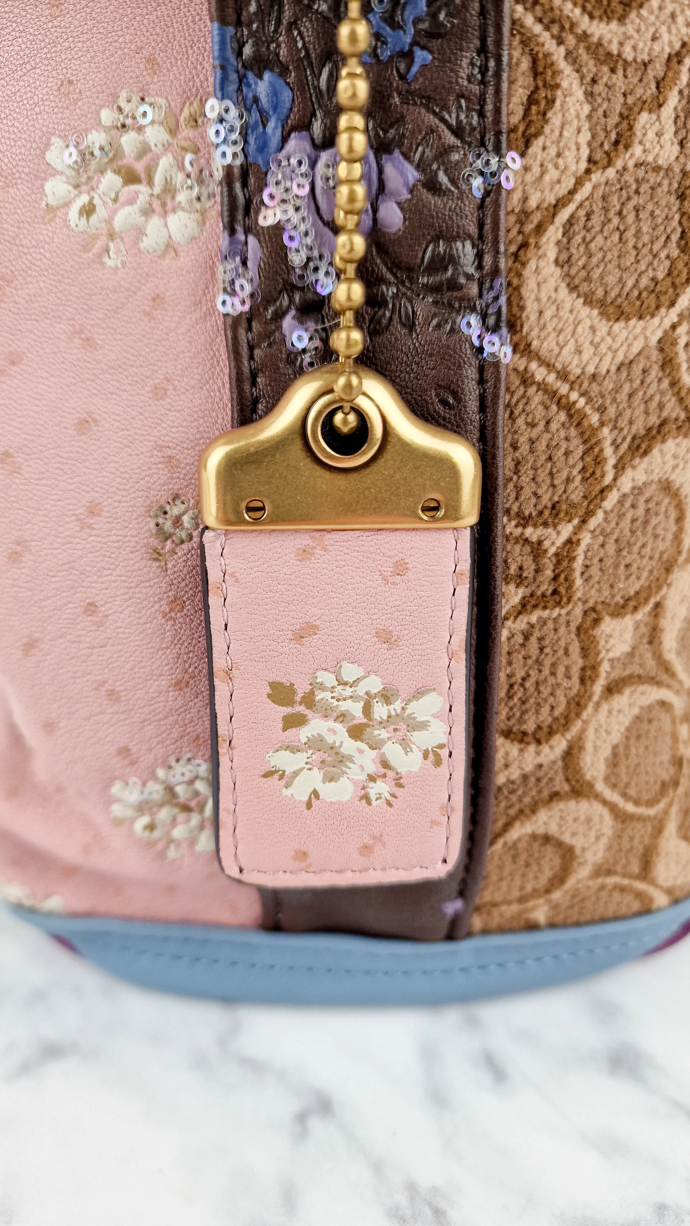 Coach 1941 Shuffle Multi Stripe Jacquard Sample Bag in Limited Edition - Patchwork Panelled Colorblock Leather Pink & Brown Duffle Bag Coach Signature