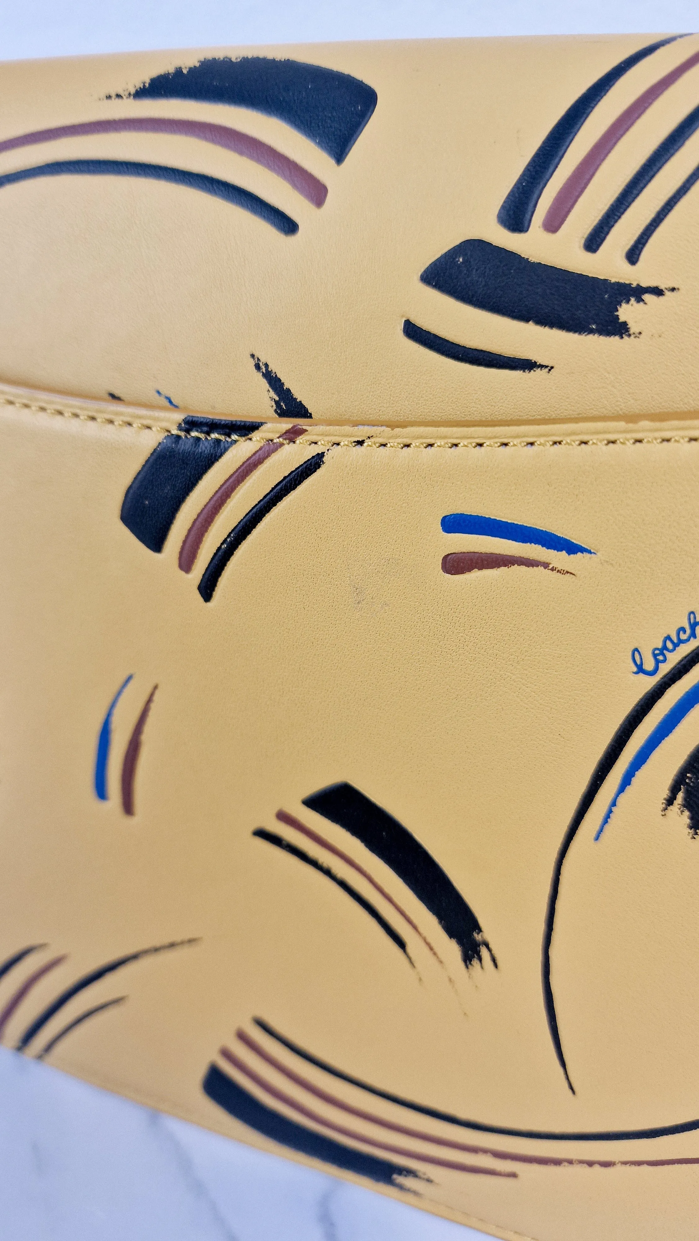 Coach Beat Shoulder Bag RARE Sample Bag With Yellow Brushstroke Pattern Smooth Leather Crossbody Handbag