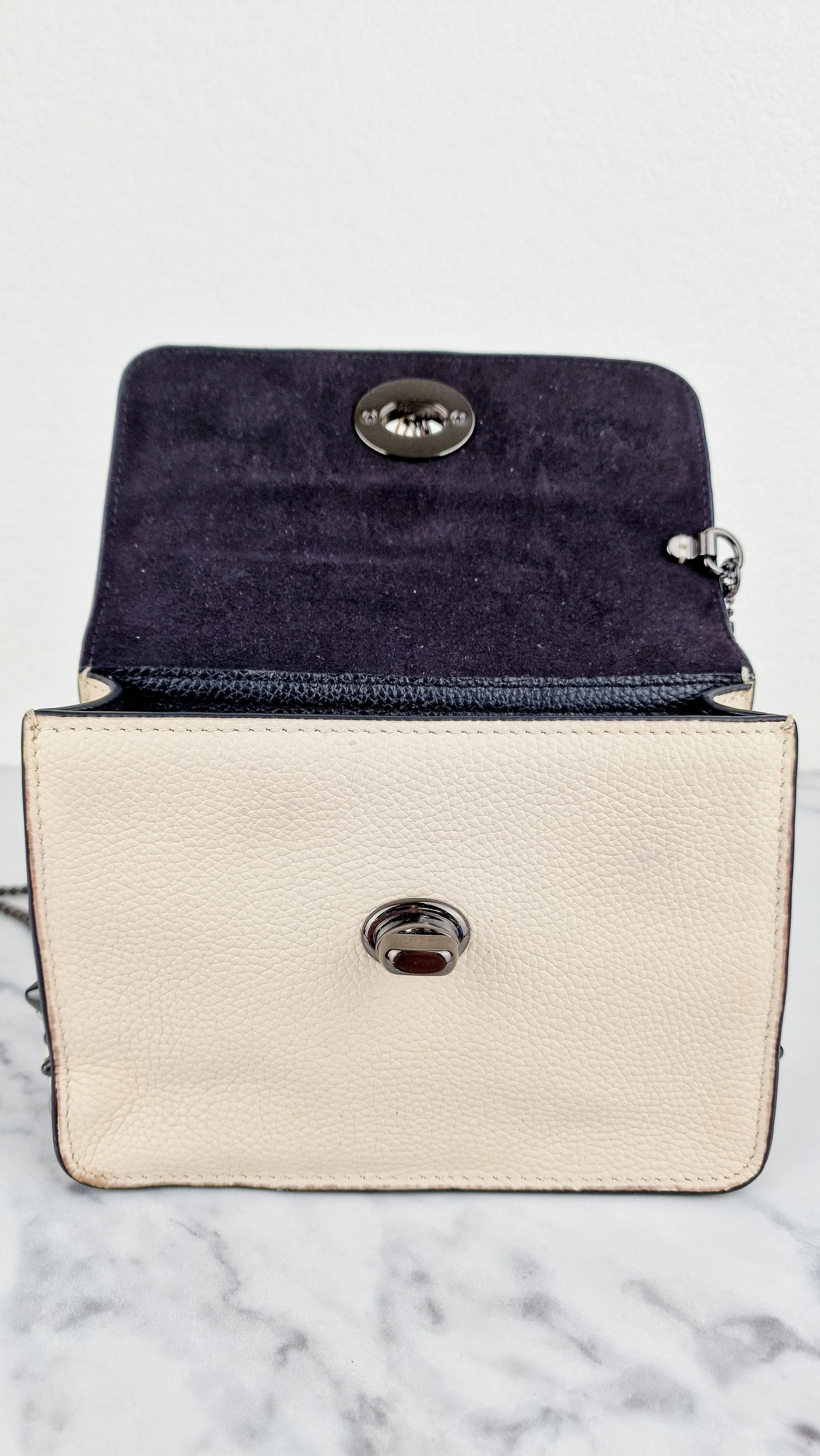 Coach Bowery Crossbody With Rebel Charm, Mixed Star Rivets & Yellow Floral Print - Chalk Pebble Leather & Gunmetal Hardware - Coach 59491