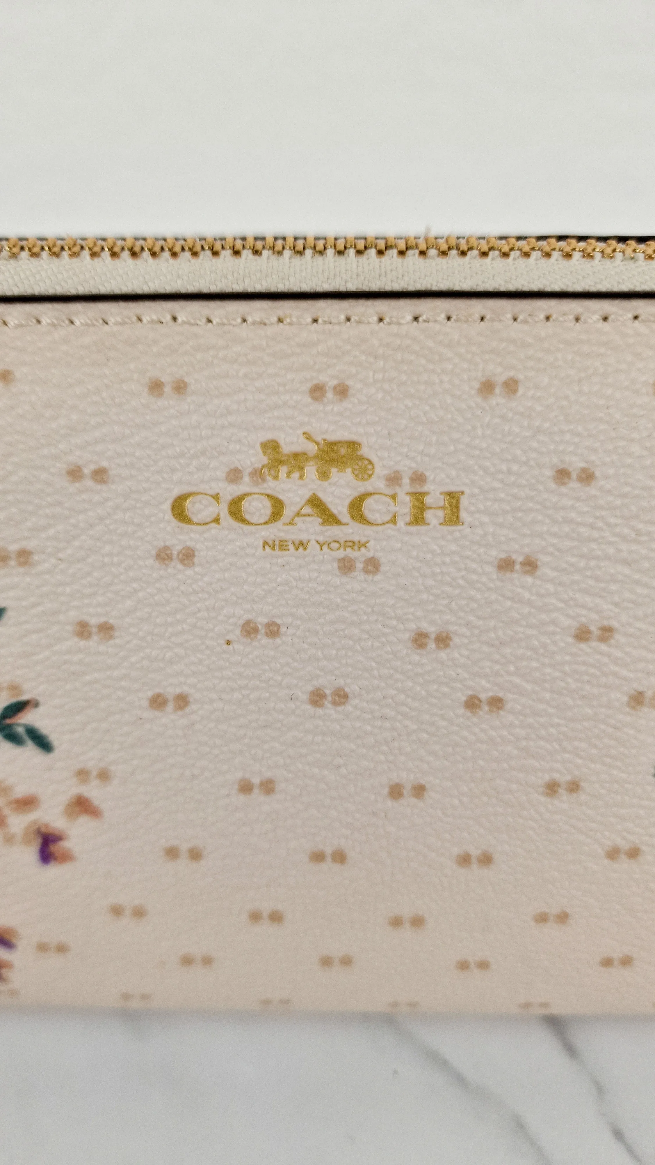 Coach Cosmetic Case 17 with Mini Magnolia Bouquet Print Make Up Pouch Chalk Floral - Coach F32067