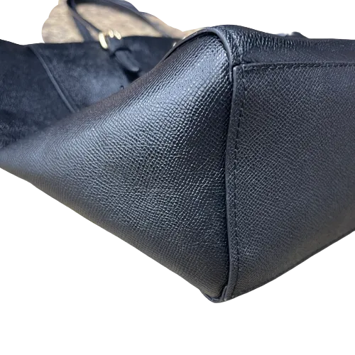COACH Crossbanded Leather Tote, Black, M