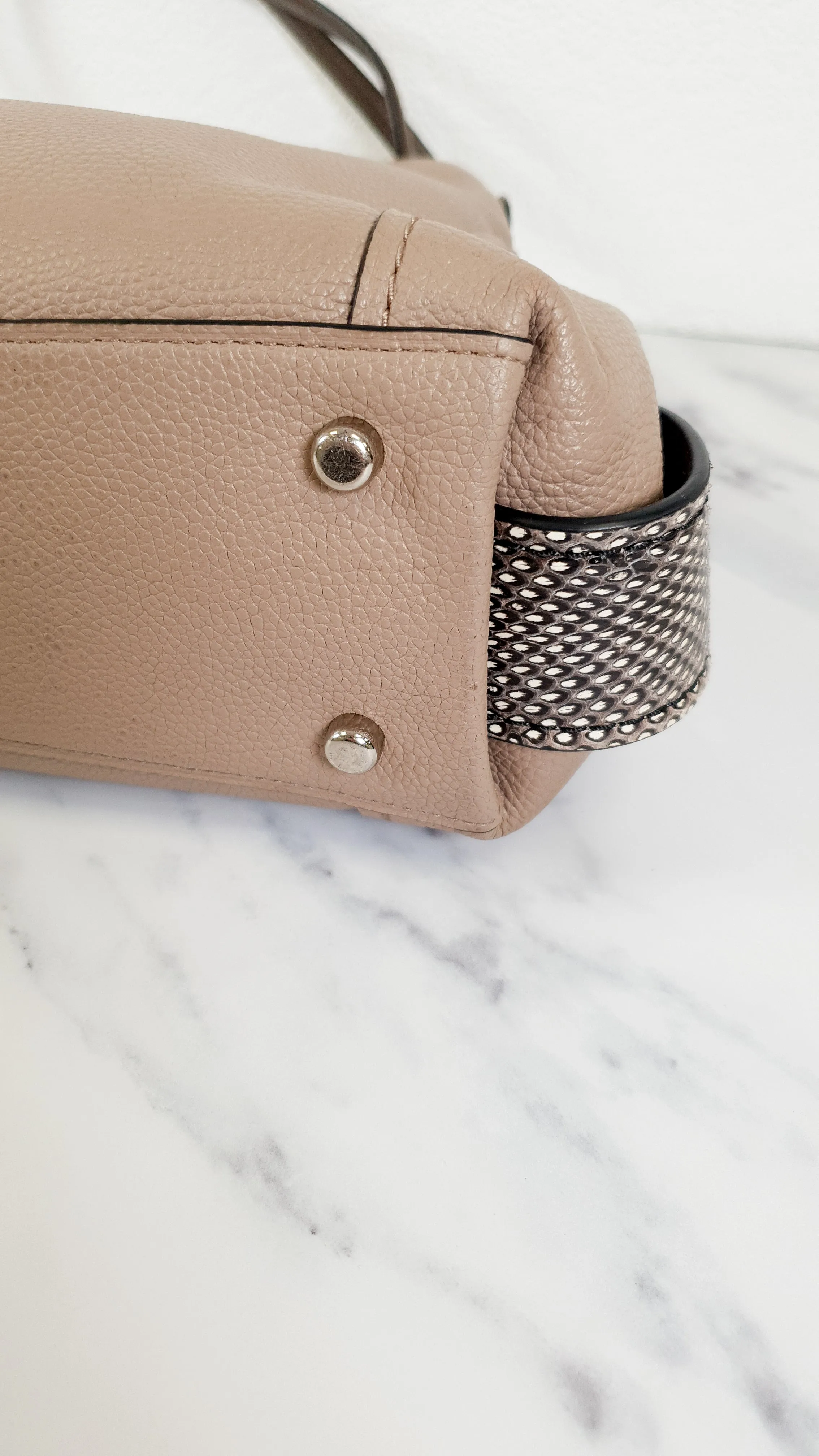 Coach Edie 31 in Stone Taupe with Genuine Snakeskin Colorblock Pebble Leather - Shoulder Bag Coach 57670