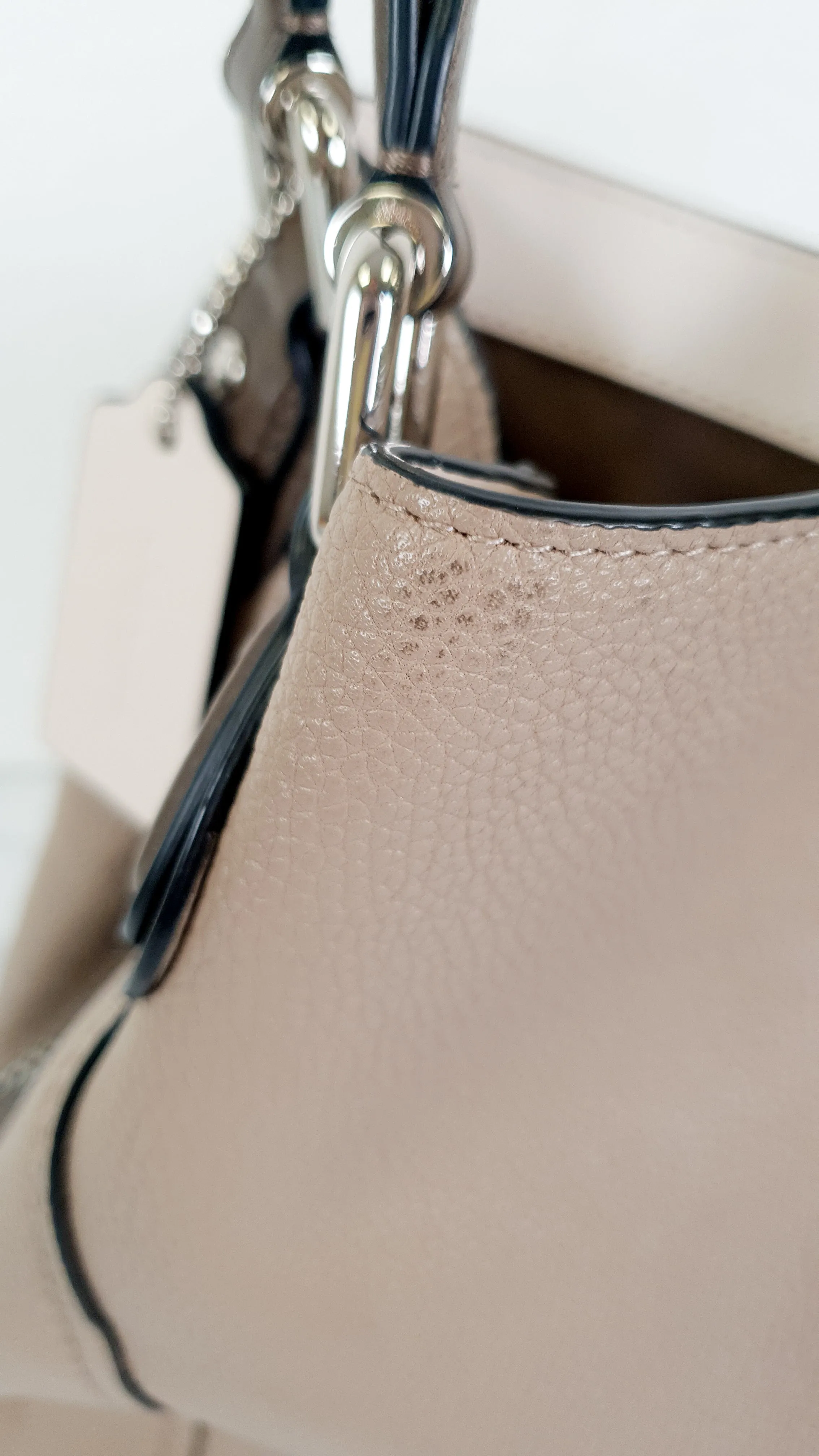 Coach Edie 31 in Stone Taupe with Genuine Snakeskin Colorblock Pebble Leather - Shoulder Bag Coach 57670