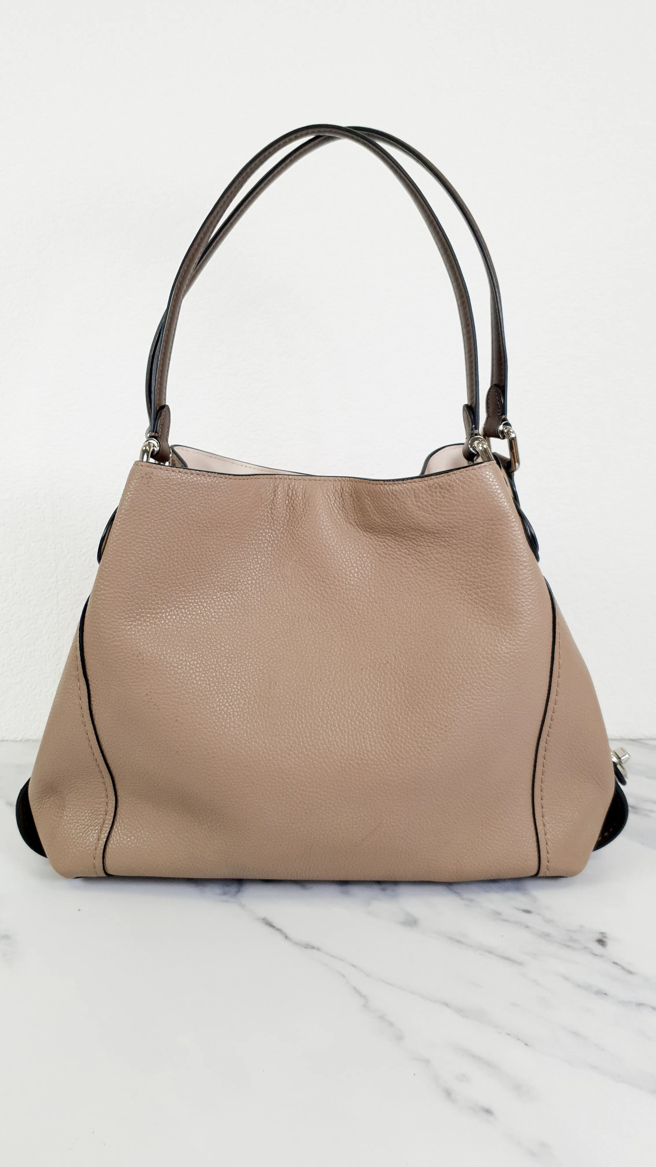 Coach Edie 31 in Stone Taupe with Genuine Snakeskin Colorblock Pebble Leather - Shoulder Bag Coach 57670