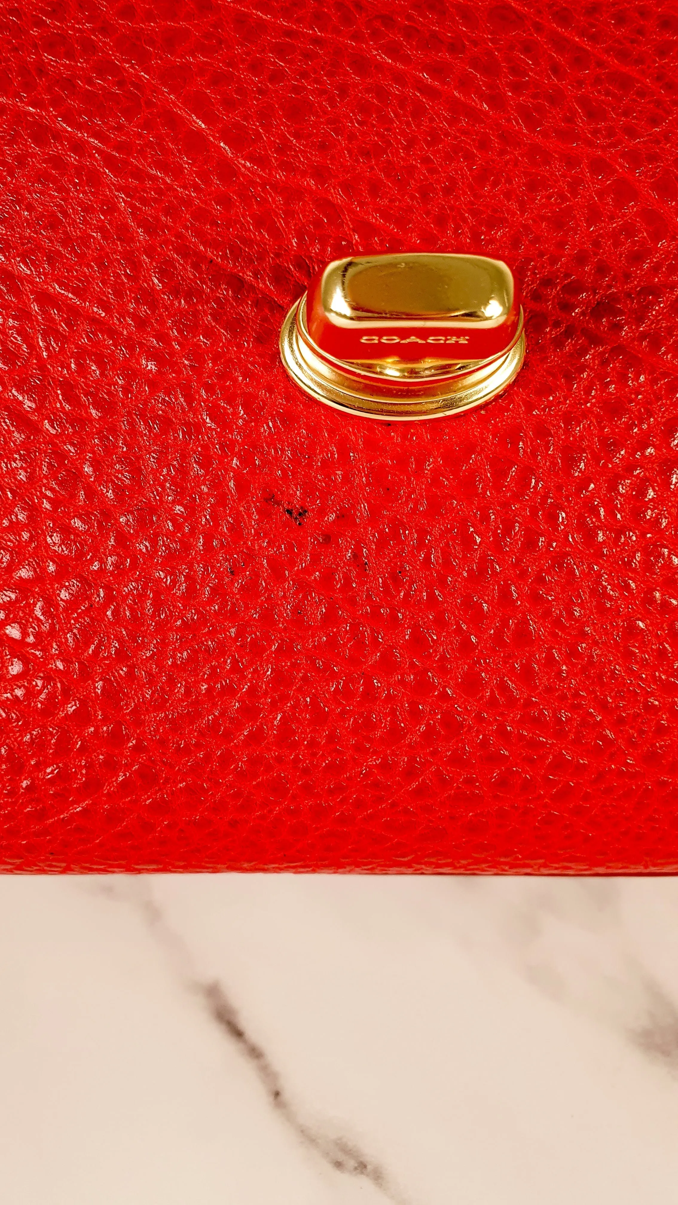 Coach Faye in Red Mixed Leather & Suede Flap Bag Turnlock Tophandle Crossbody