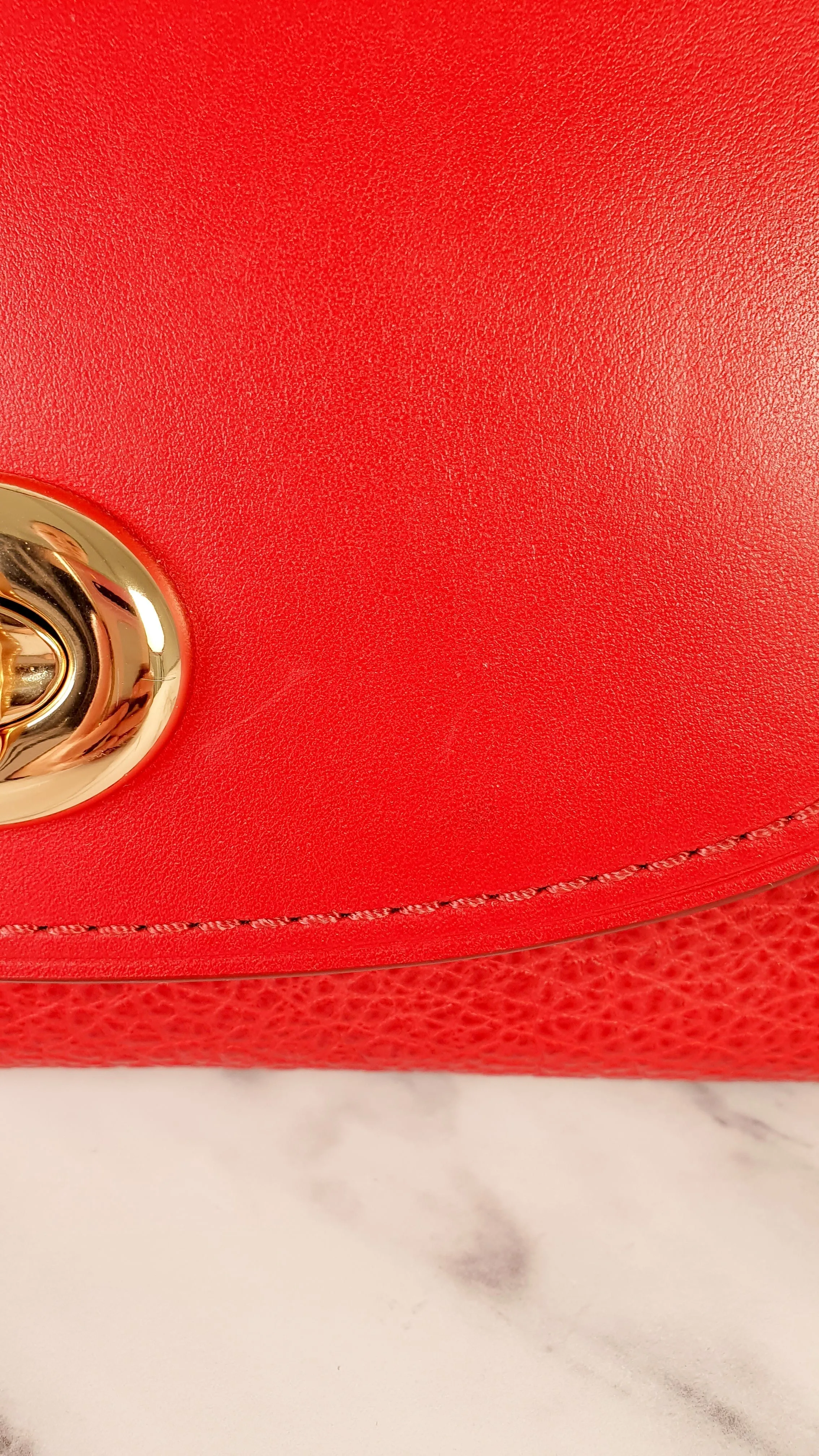 Coach Faye in Red Mixed Leather & Suede Flap Bag Turnlock Tophandle Crossbody