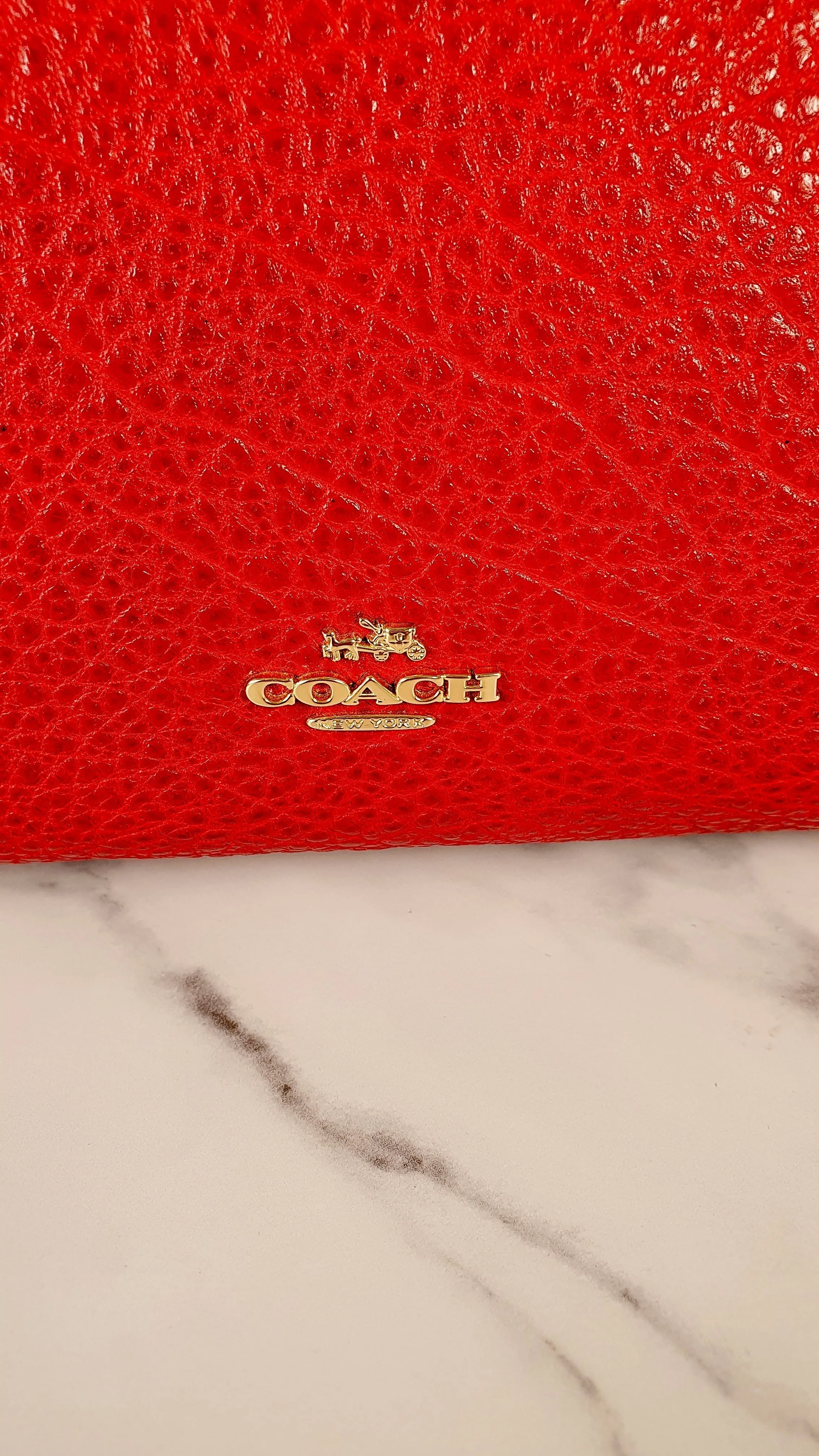 Coach Faye in Red Mixed Leather & Suede Flap Bag Turnlock Tophandle Crossbody