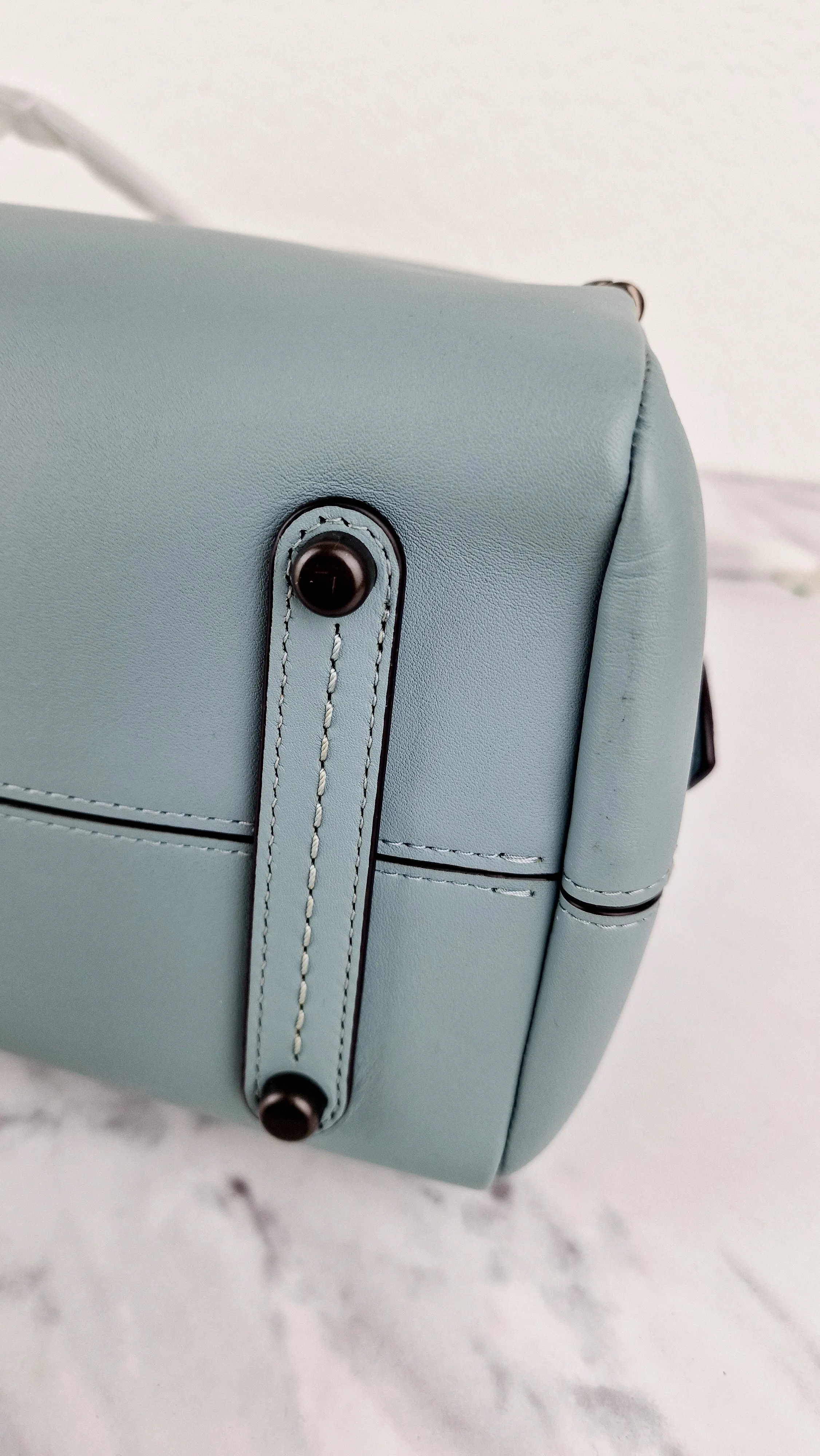 Coach Mason Carryall in Sage Pale Blue Green Smooth Leather with Snakeskin C Turnlock - Coach 38717 - Handbag