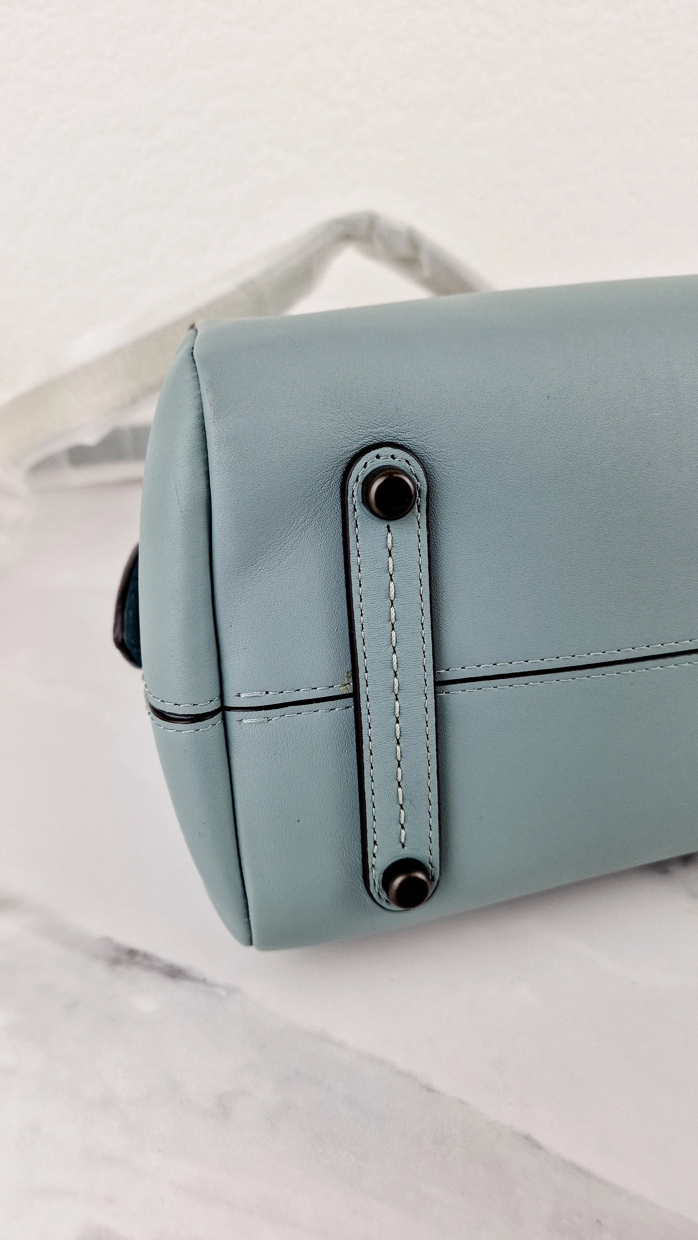 Coach Mason Carryall in Sage Pale Blue Green Smooth Leather with Snakeskin C Turnlock - Coach 38717 - Handbag