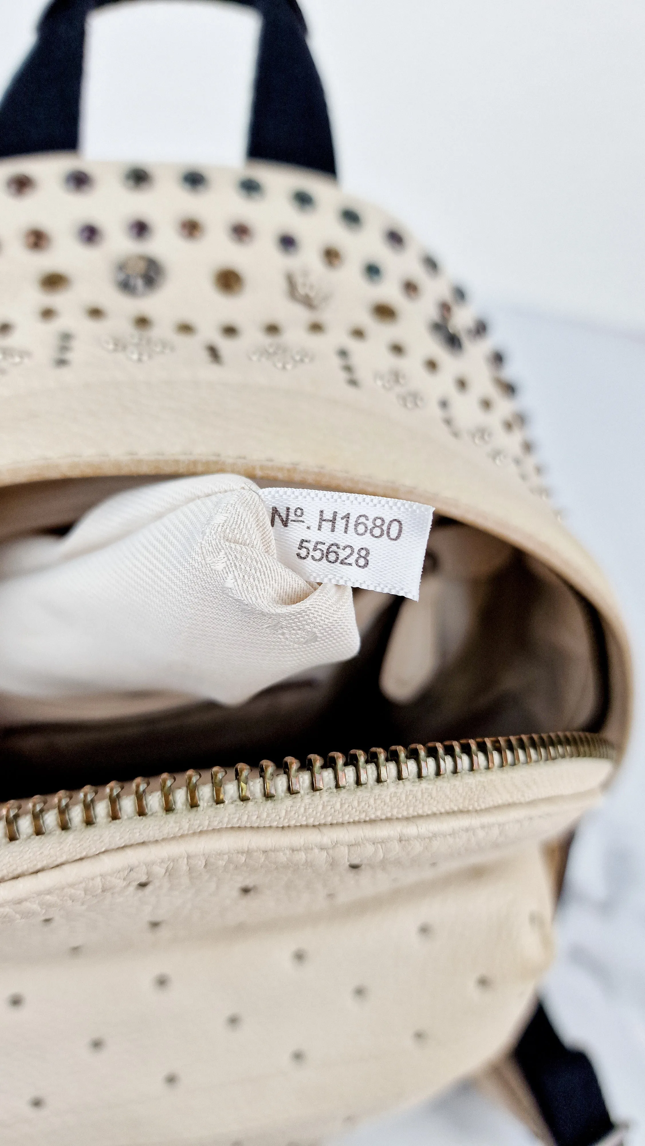 Coach Mini Campus Backpack in Chalk White Pebble Leather with Bandana Rivets - Coach 55628