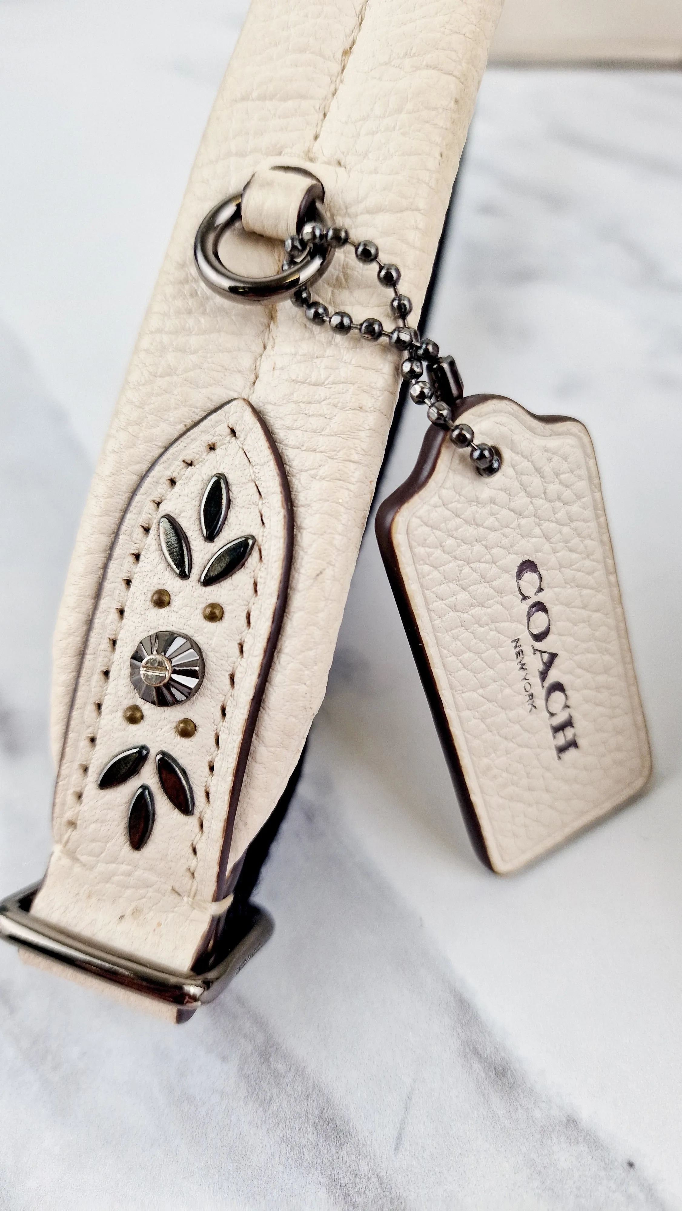 Coach Mini Campus Backpack in Chalk White Pebble Leather with Bandana Rivets - Coach 55628