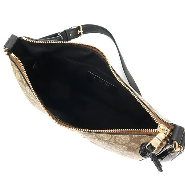 Coach Shoulder Bag Ladies Signature Crossbody Beige Black C1649 IMCBI